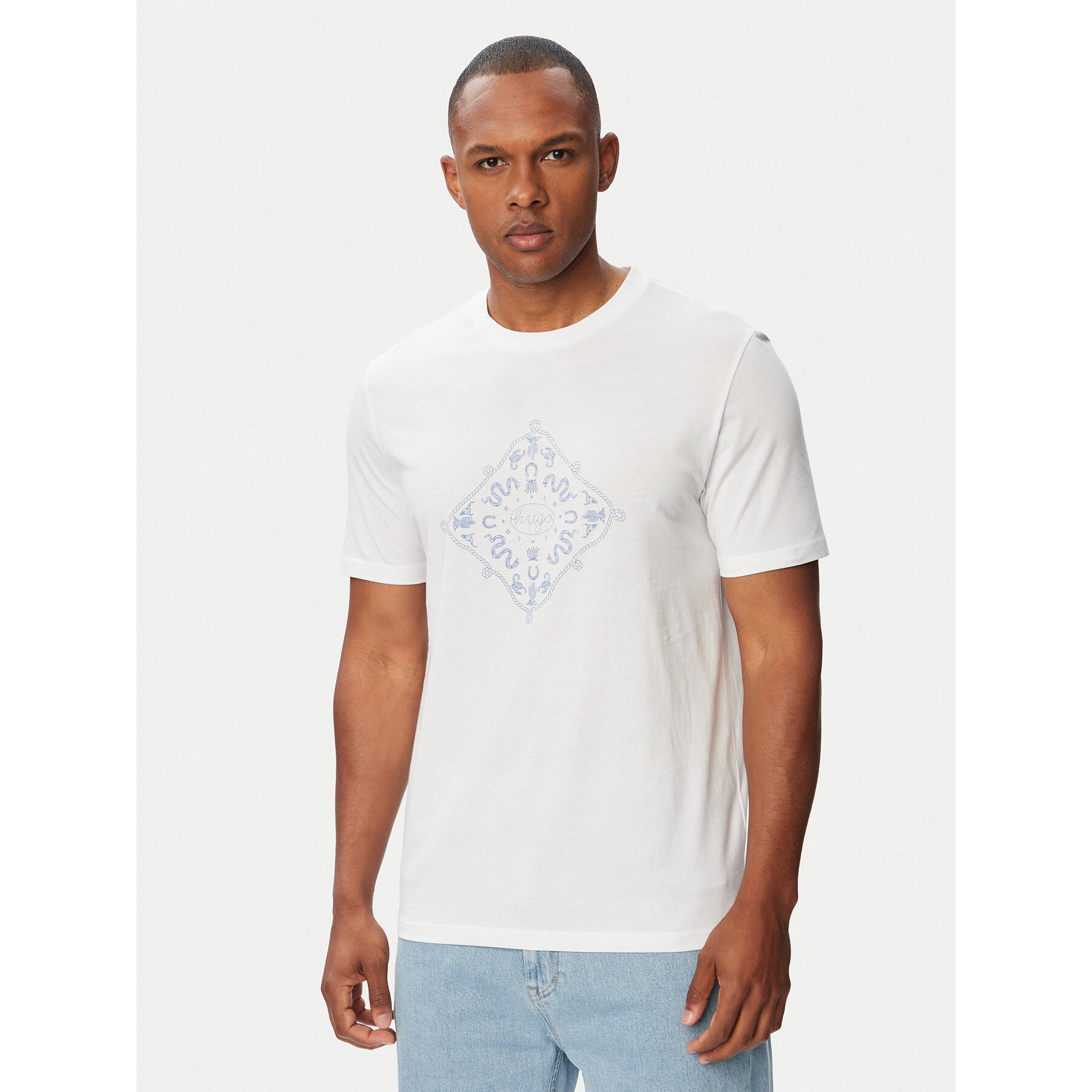 HUGO T-Shirt Nerberri 50572760 Weiß Regular Fit
