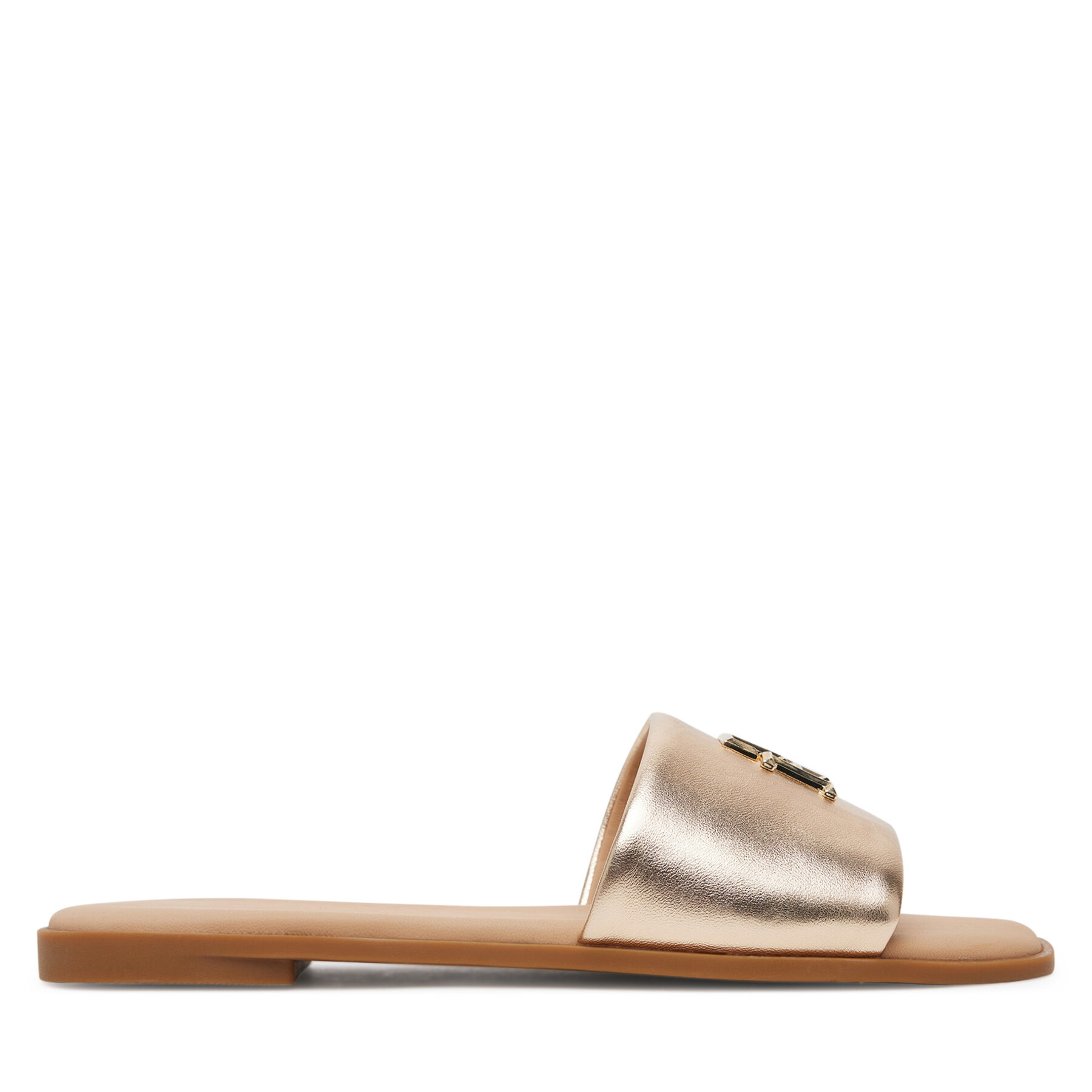 Dámske Šľapky Tommy Hilfiger, Rozmer: 37, Zlatá, Th Logo Hw Metallic Leather Mule FW0FW08807