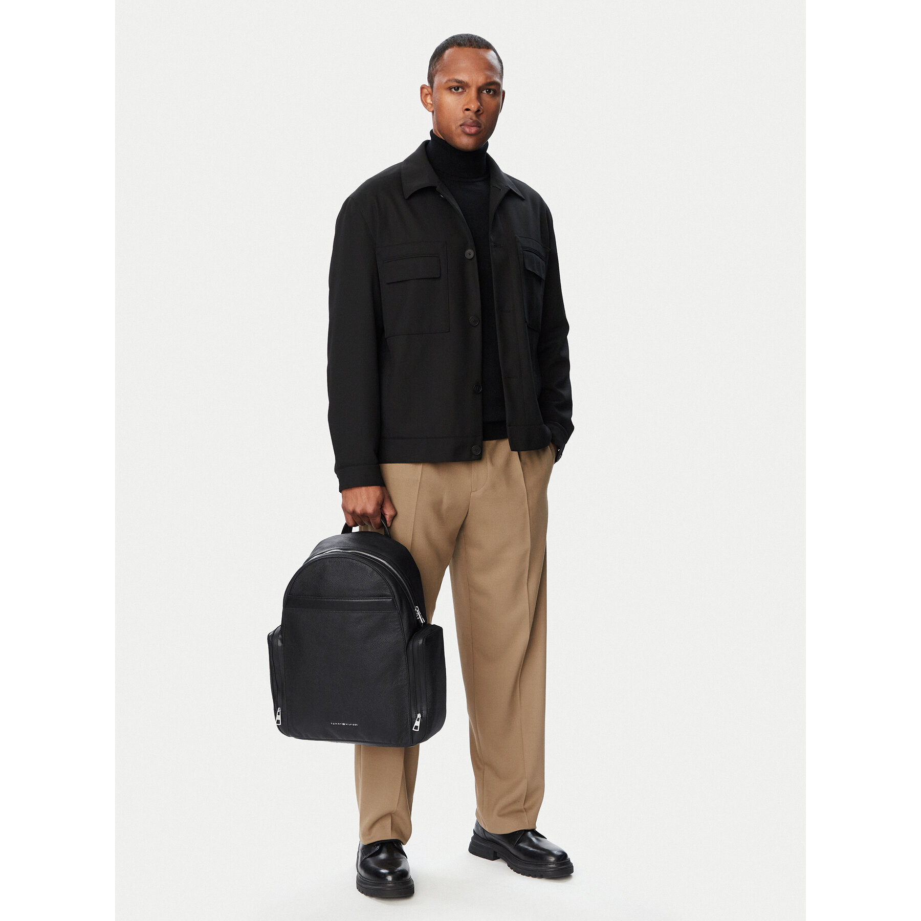Раница Tommy Hilfiger Th Business Leather Backpack AM0AM14684 Черен