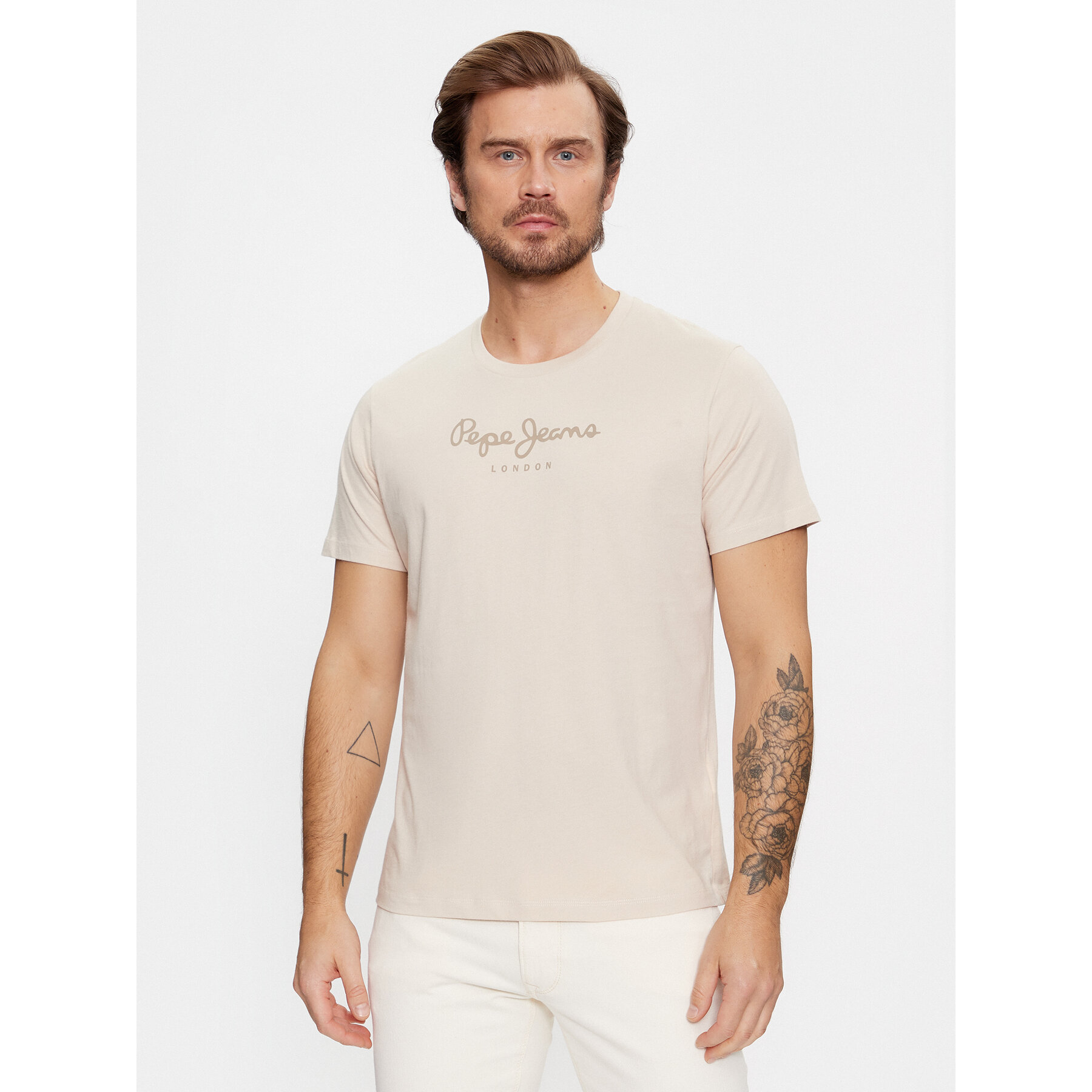 Pepe Jeans T-shirt Eggo N PM508208 Beige Regular Fit