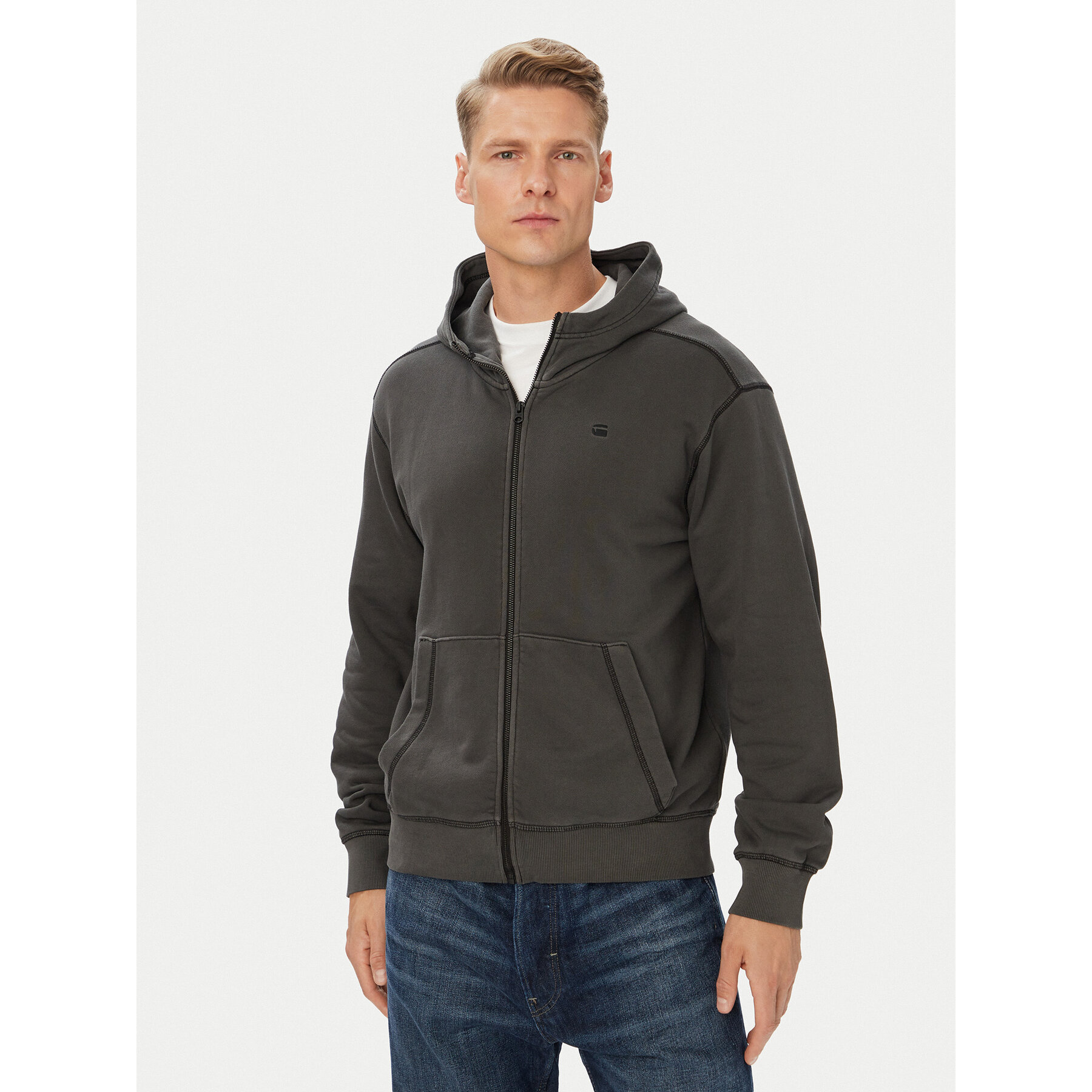 G-Star Raw Majica dugih rukava Unit D30718 D969 Crna Regular Fit