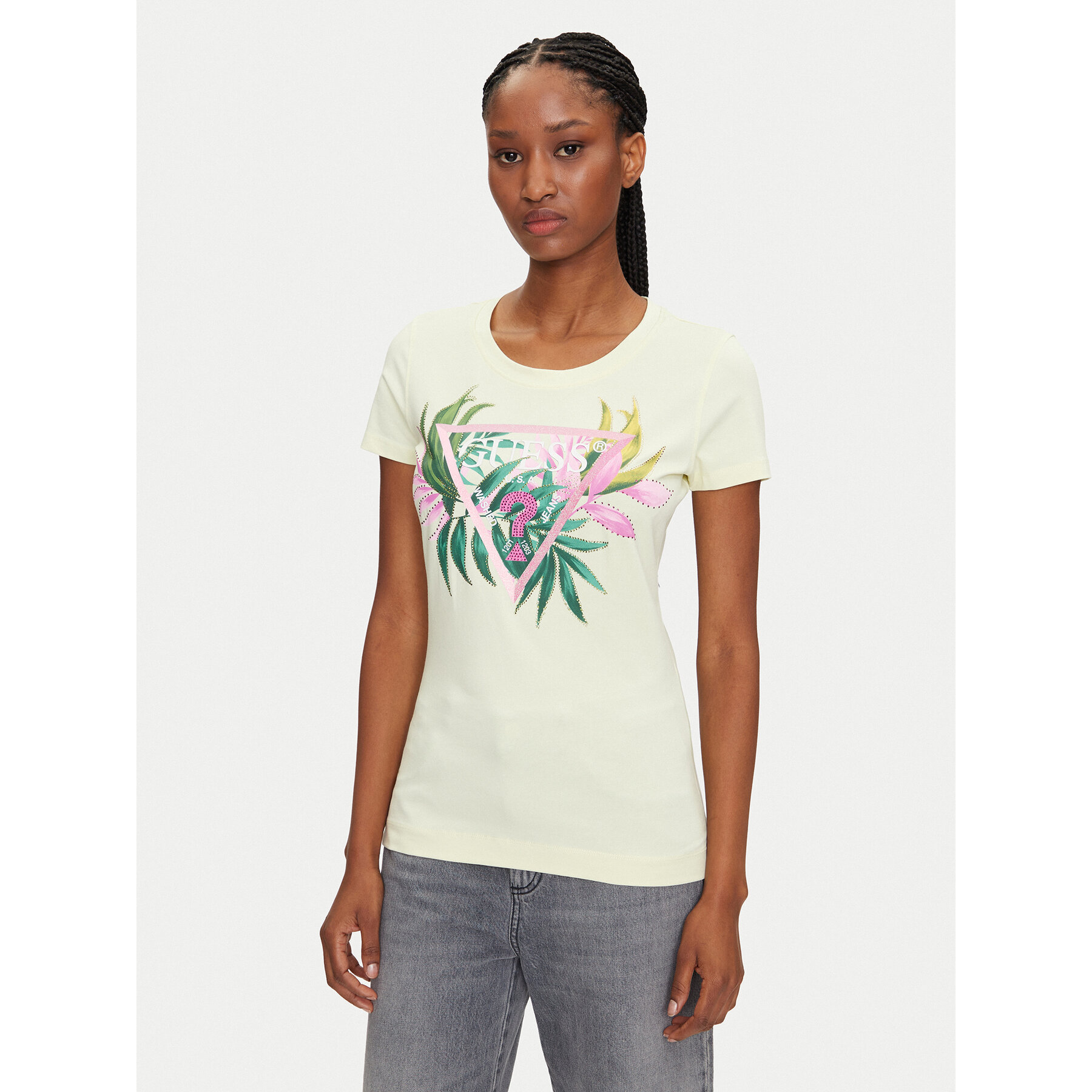 Guess Póló W5GI07 J1314 Sárga Regular Fit