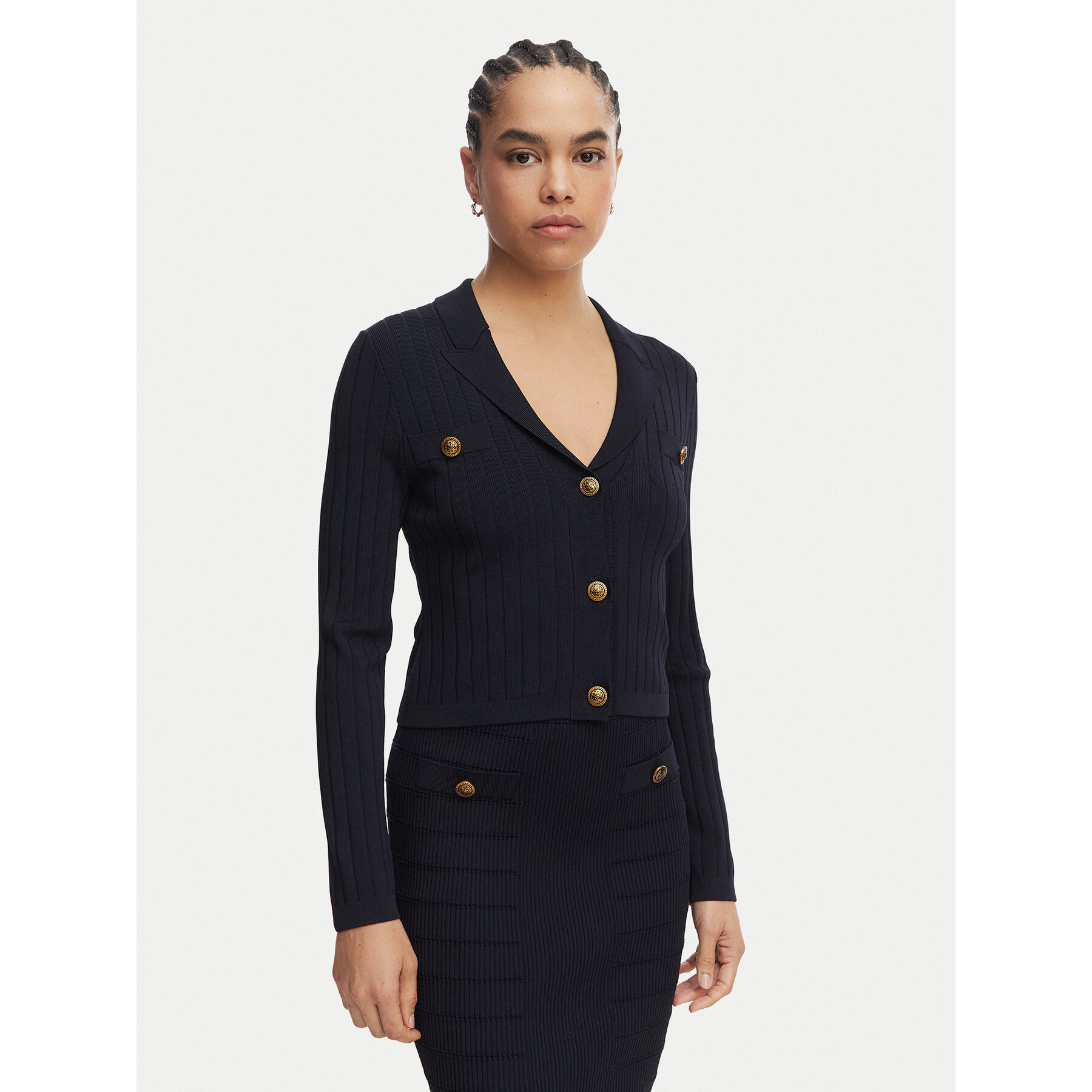 Guess Strickjacke W5YR11 Z0130 Dunkelblau Regular Fit