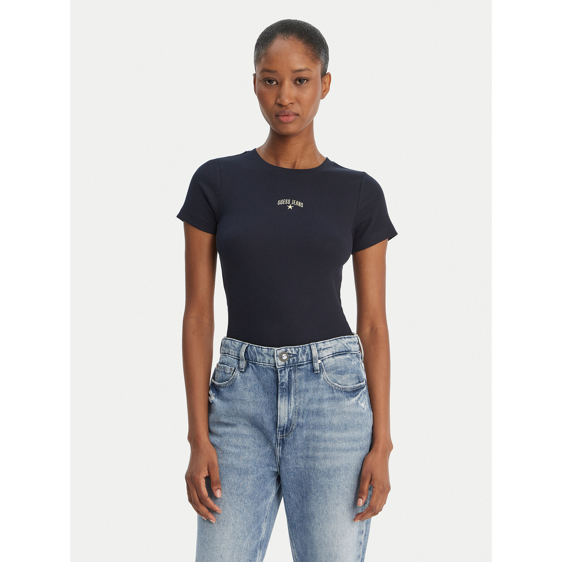 Guess Jeans T-Shirt W6GPZ3 KA0H1 Σκούρο μπλε Slim Fit