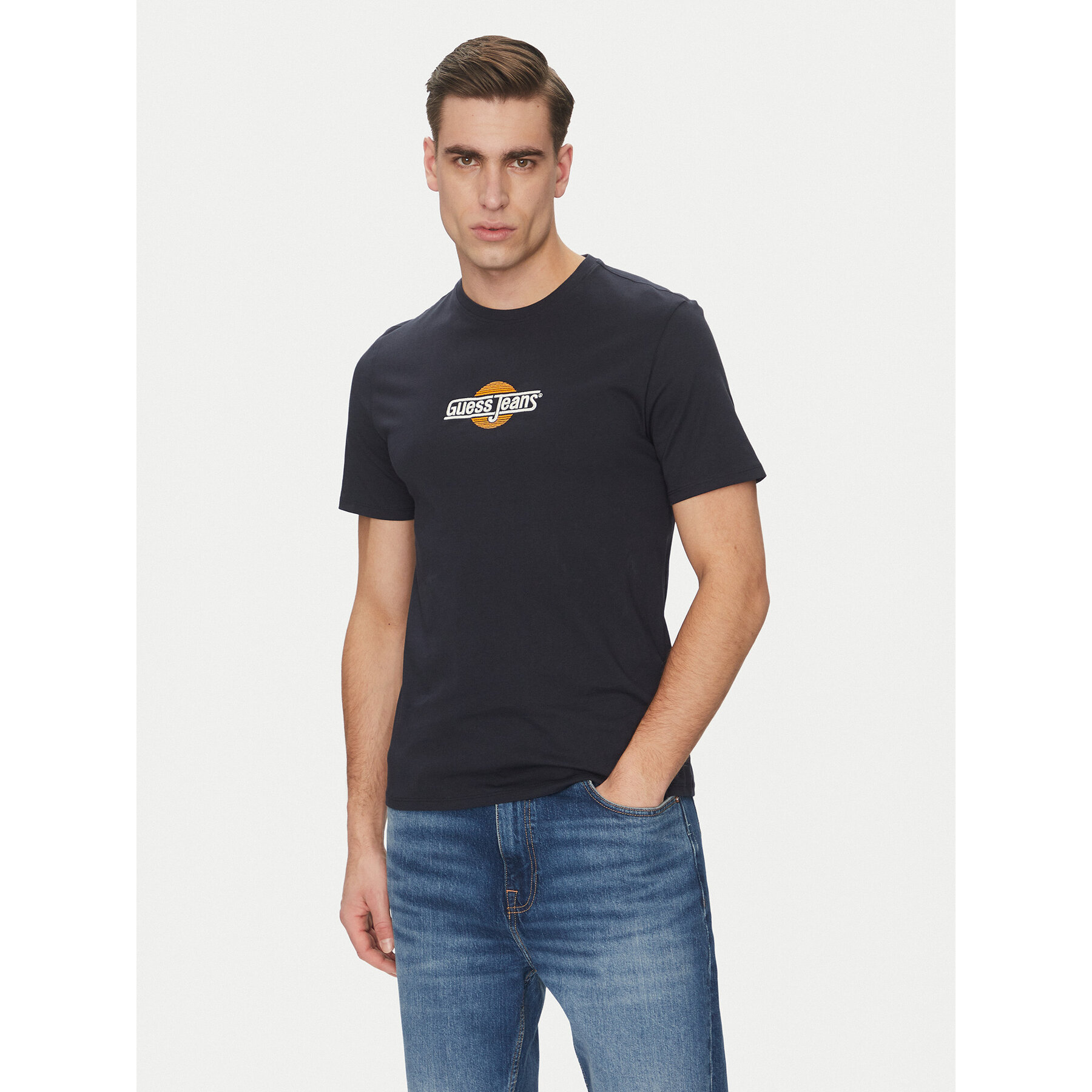 Guess Jeans Póló M5GI23 K8HM0 Sötétkék Slim Fit