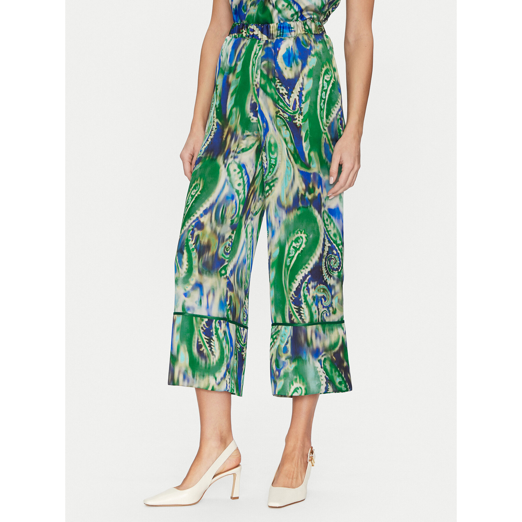 Simona Corsellini Stoffhose P25CPPA02501 Grün Relaxed Fit