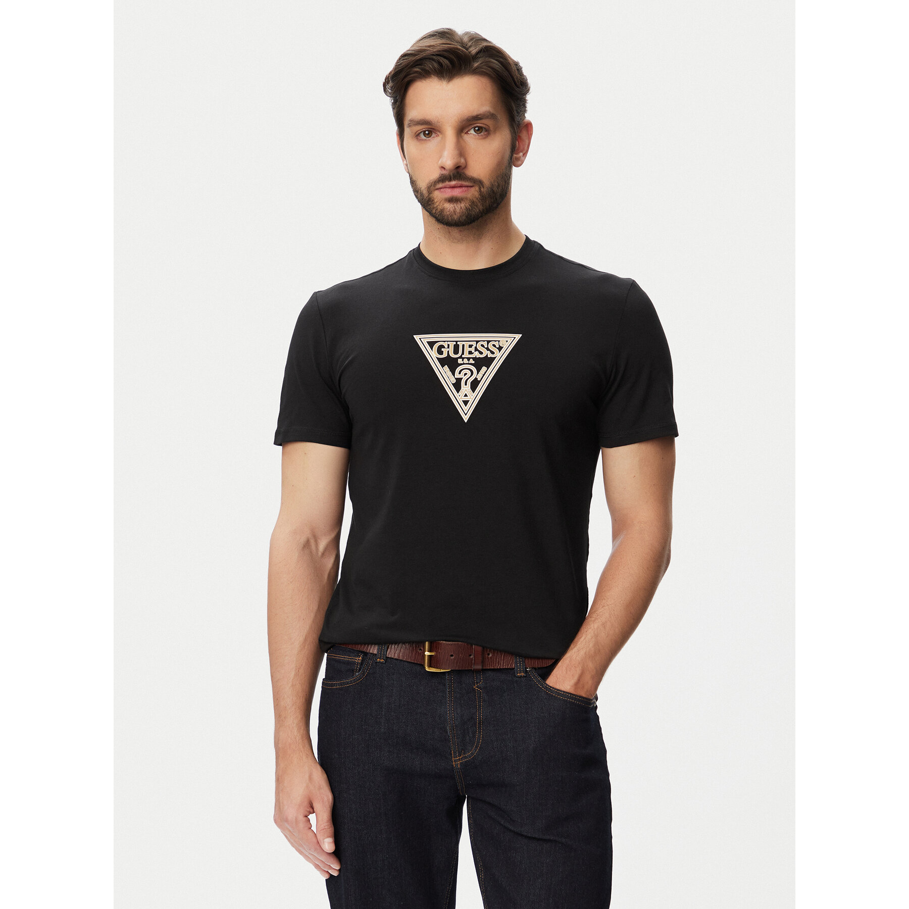 Guess T-shirt M6YI40 K4226 Crna Slim Fit
