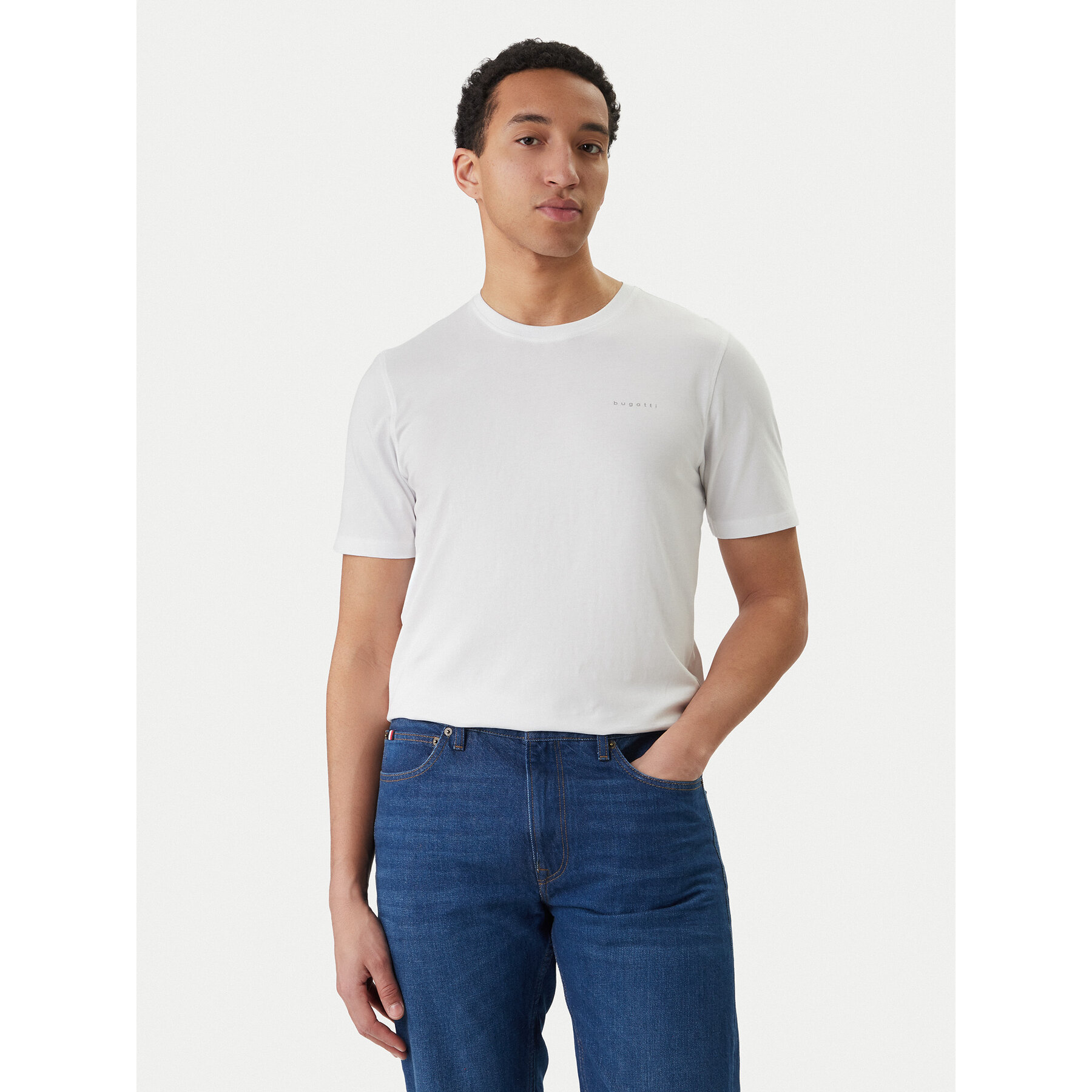 Bugatti Majica 8350-95040 Bela Slim Fit