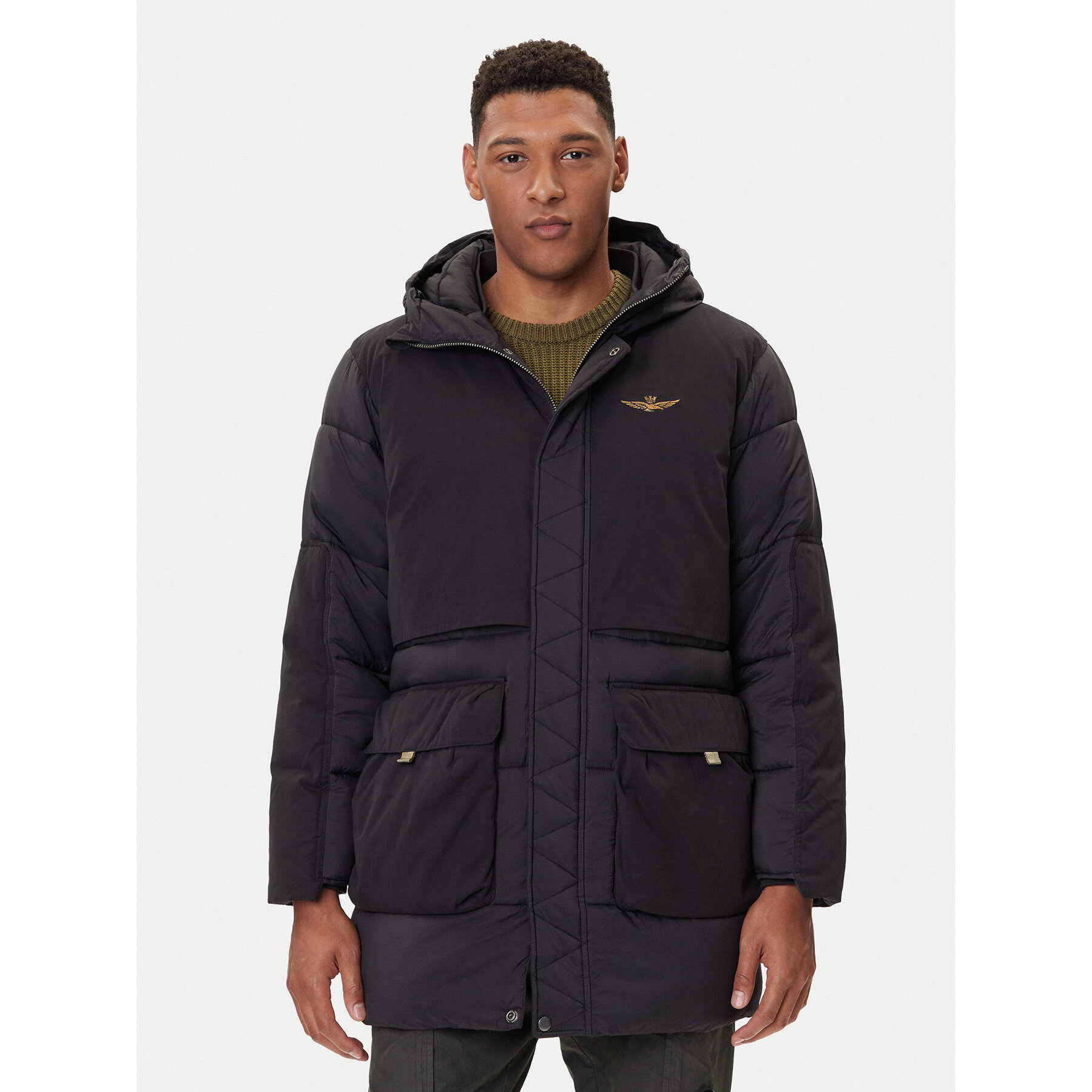 Aeronautica Militare Winterjacke 252AB3015UCT04211 Schwarz Regular Fit