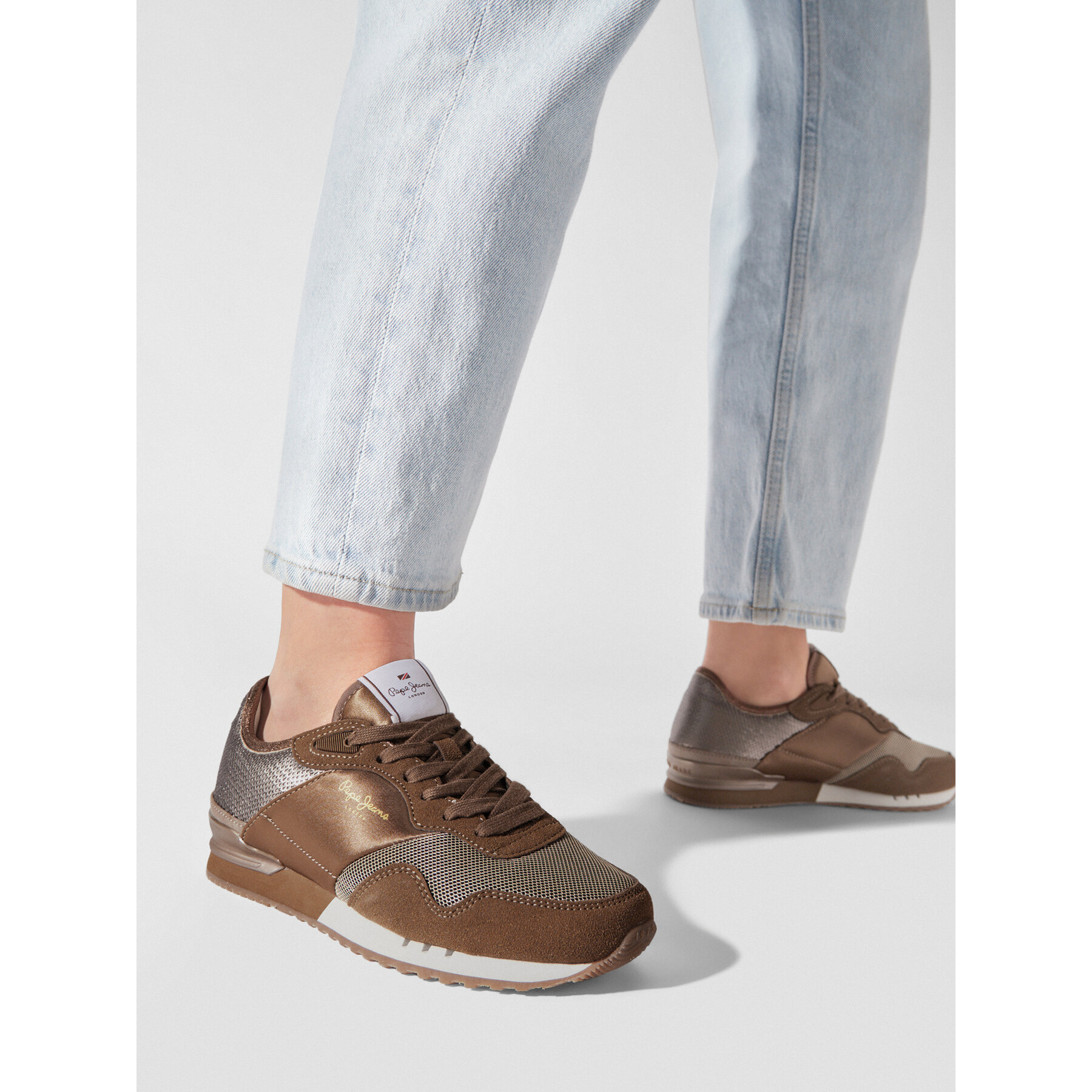 Sneakersy Pepe Jeans London W Sequins PLS31382 Hnedá