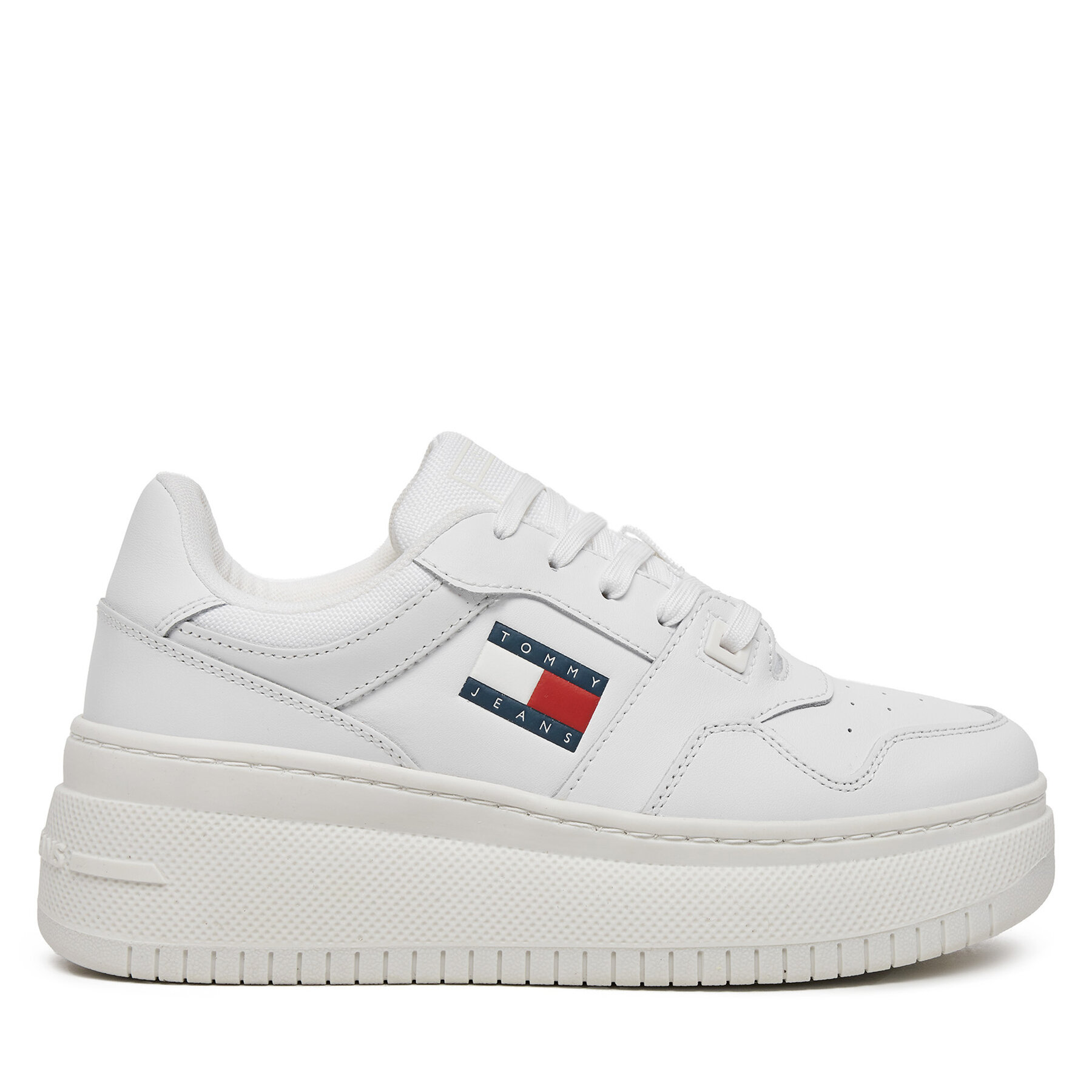 Sneakersy Tommy Jeans Tjw Retro Basket Flatform Ess EN0EN02506 Biela