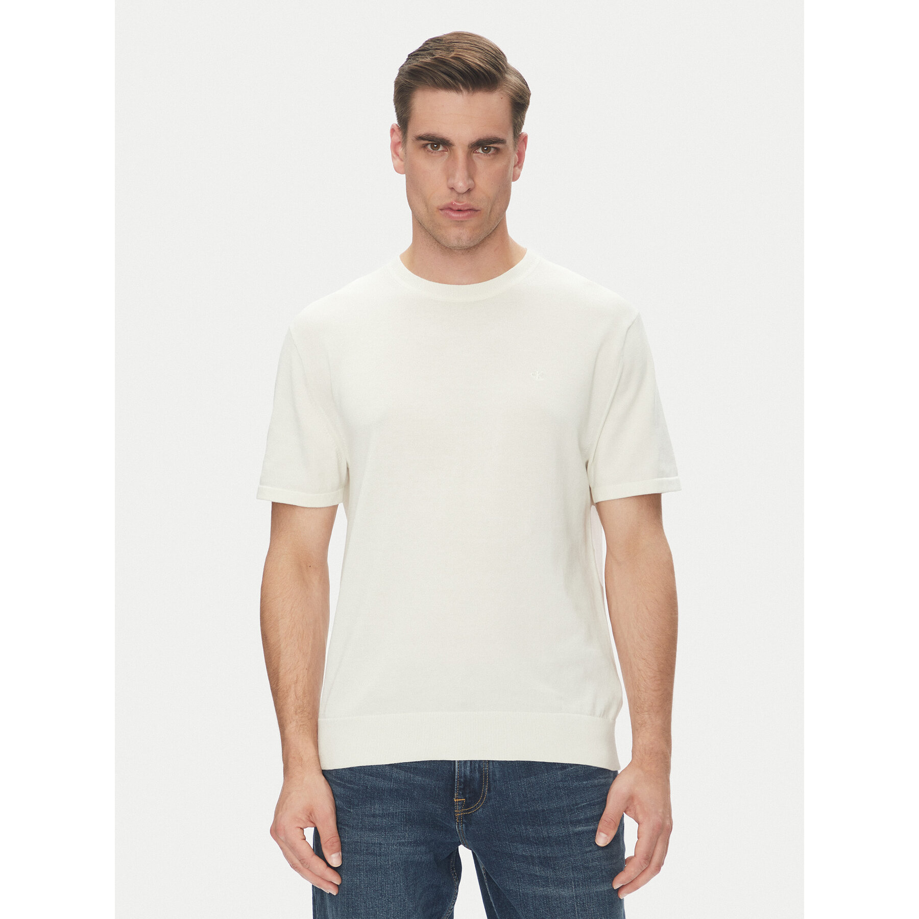 Calvin Klein T-Shirt Supima LV04LC333G Εκρού Regular Fit
