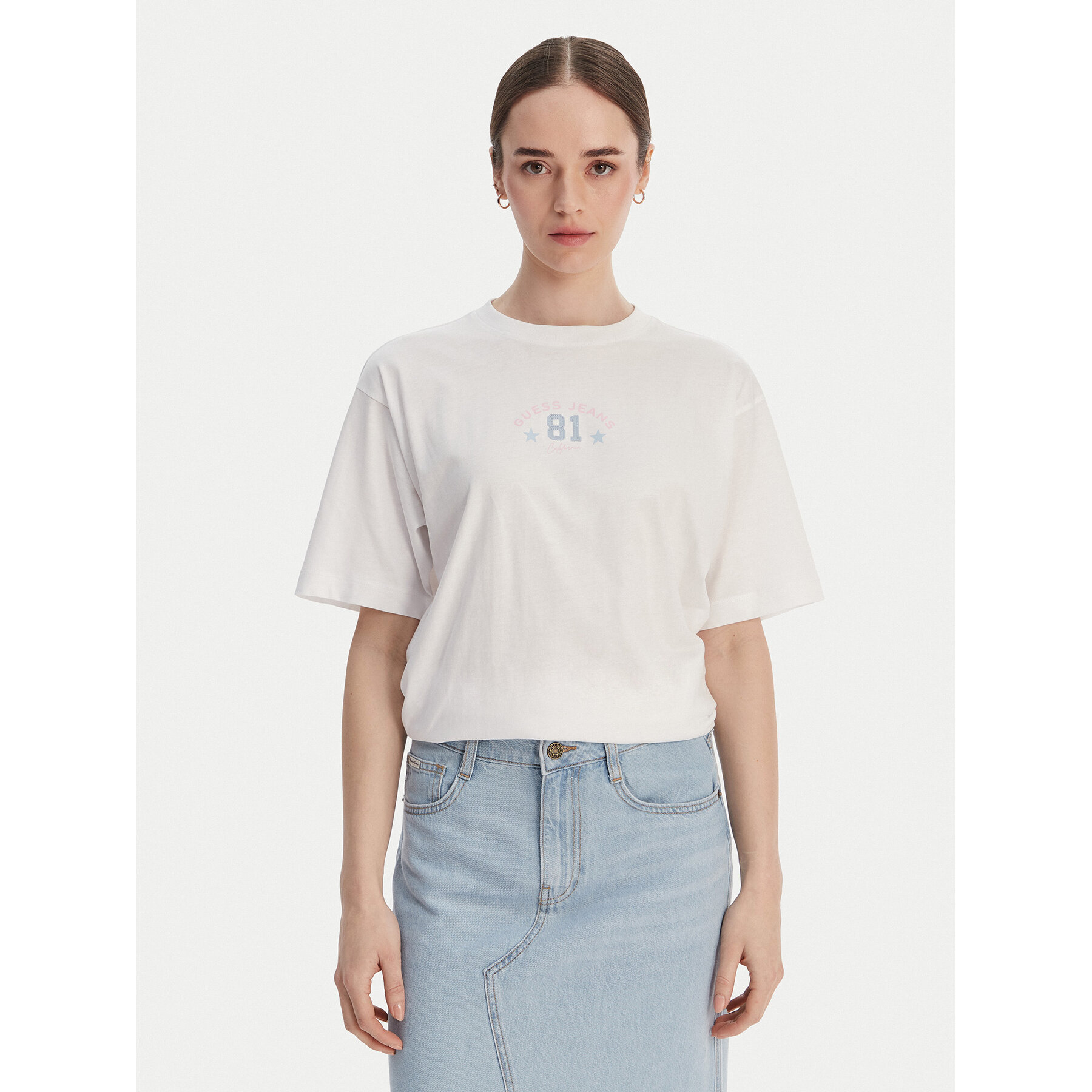 Guess Jeans T-Shirt W6RI20 K8HM0 Λευκό Oversize