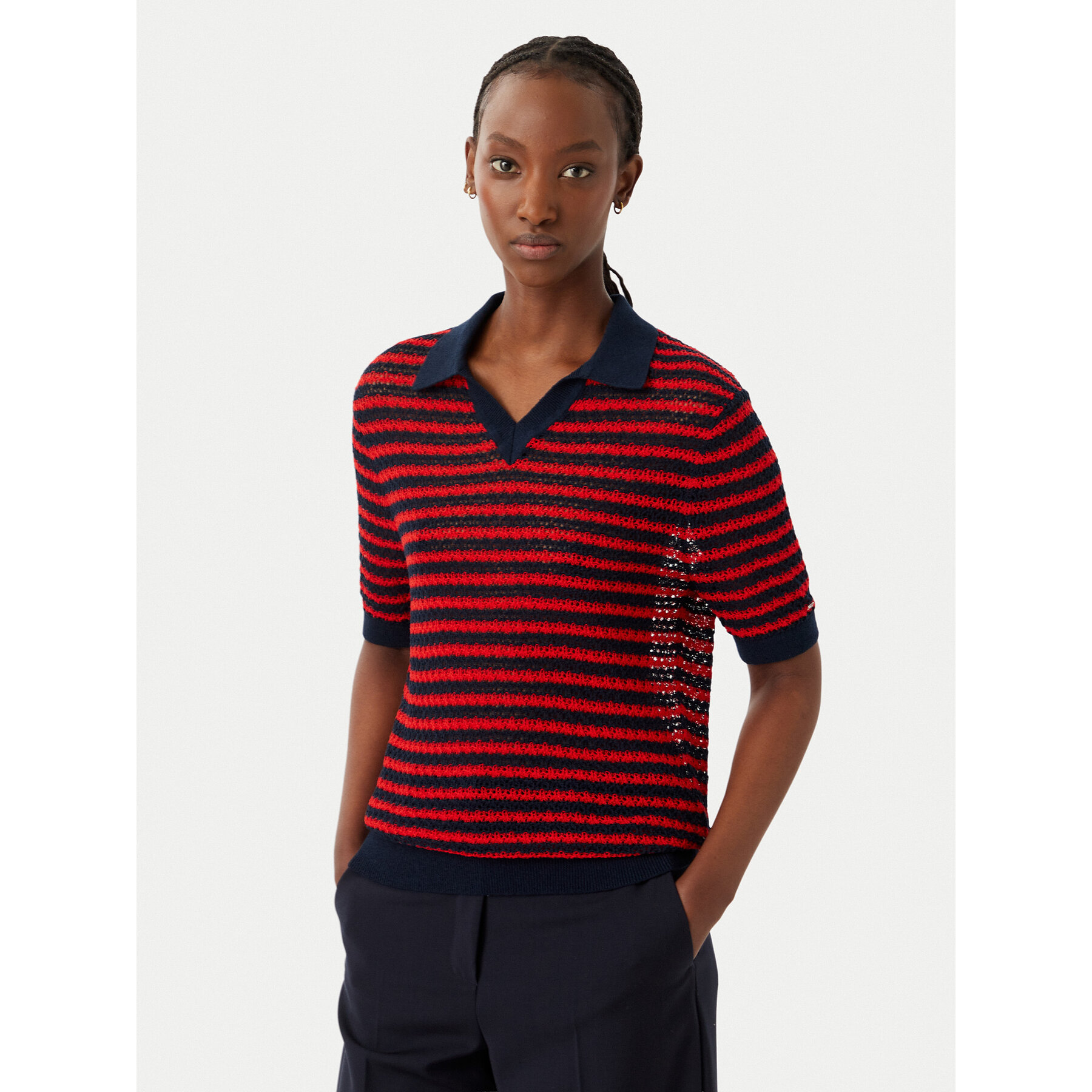 Tommy Hilfiger Poloshirt Pointelle WW0WW50060 Rot Regular Fit