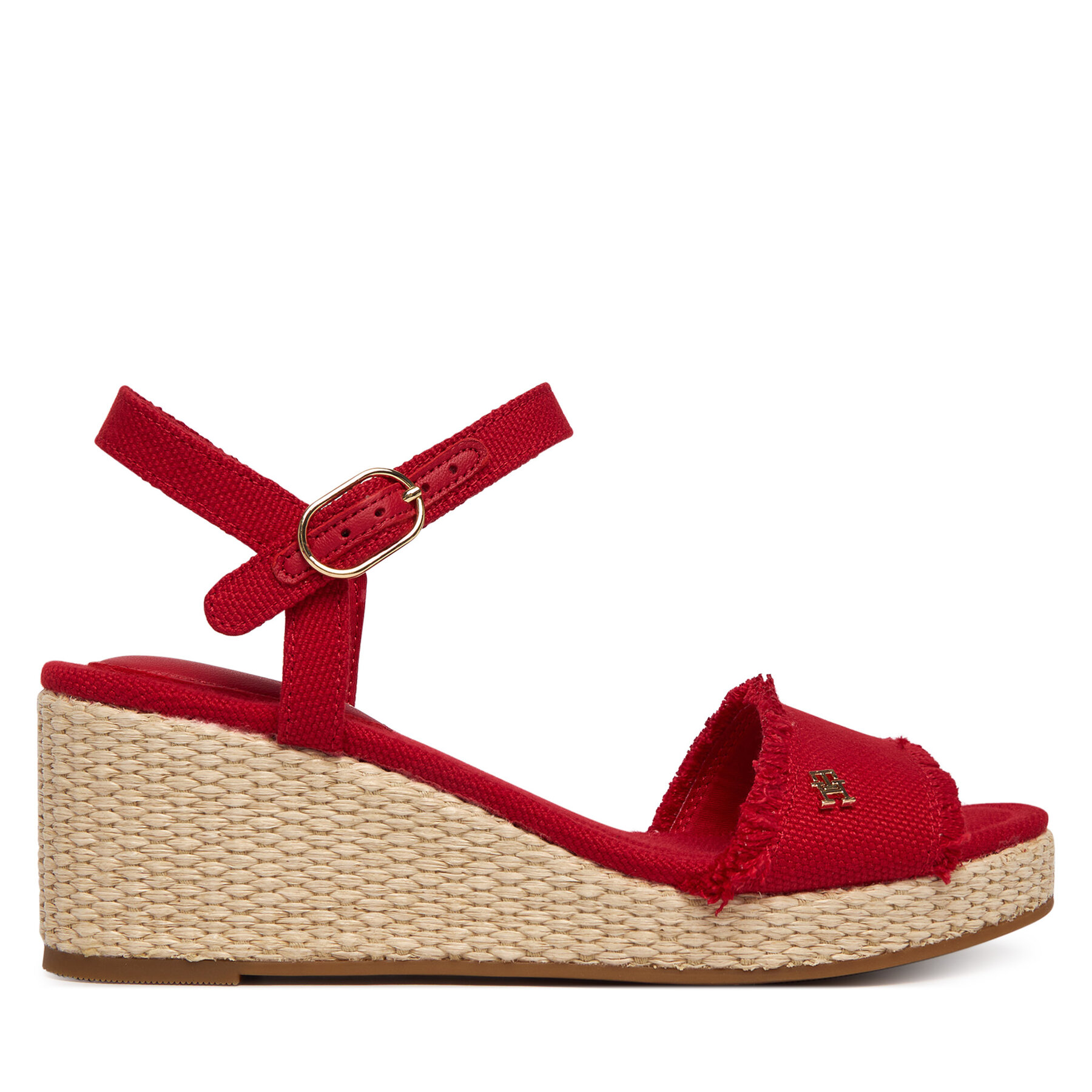 Sandale Tommy Hilfiger Mid Woven Wedge Espad Fringe FW0FW09470 Roșu
