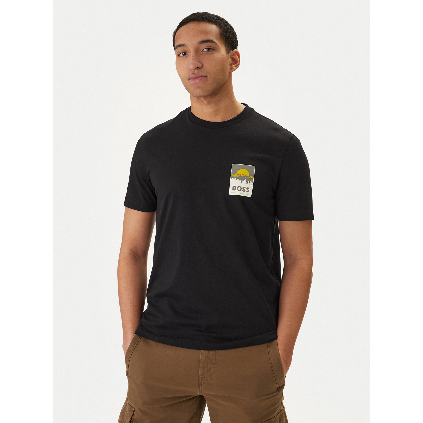 BOSS Camiseta Plain 50556023 Negro Regular Fit