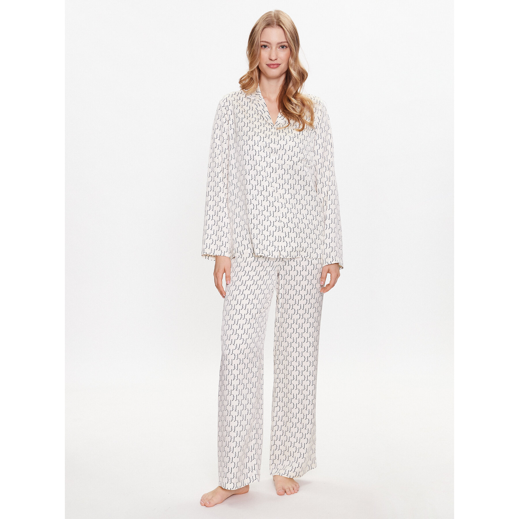KARL LAGERFELD Pyjama 225W2133 Weiß Regular Fit