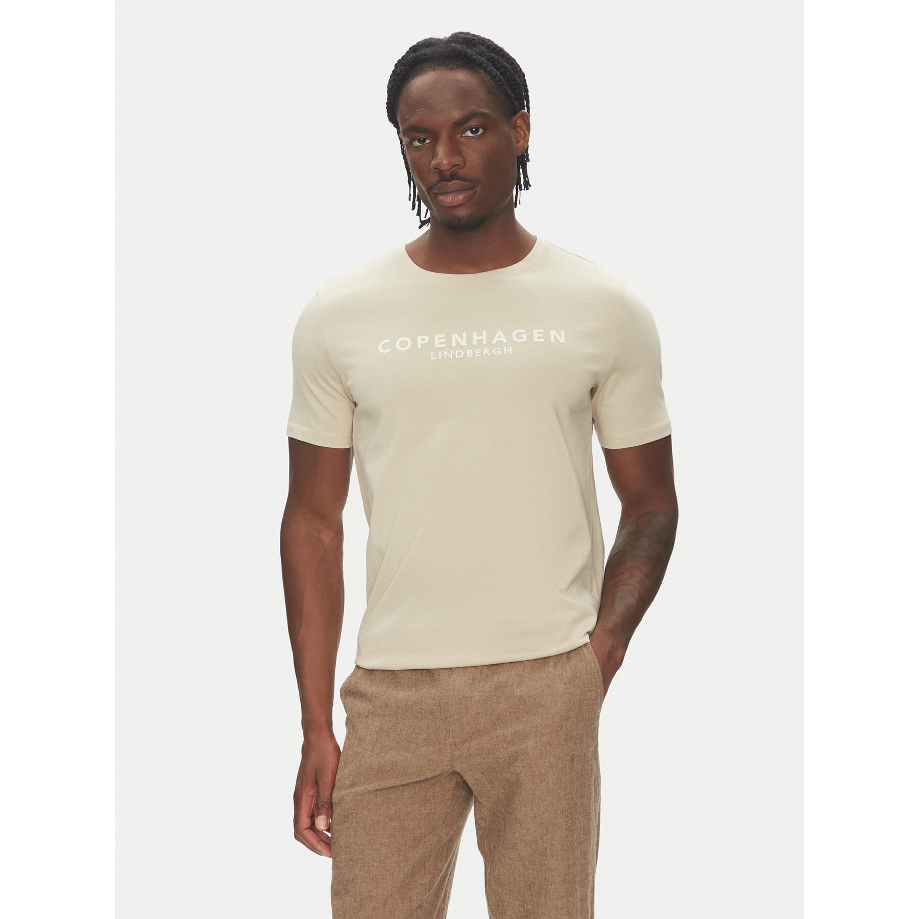 Lindbergh Lindbergh T-Shirt 30-400200 Μπεζ Relaxed Fit