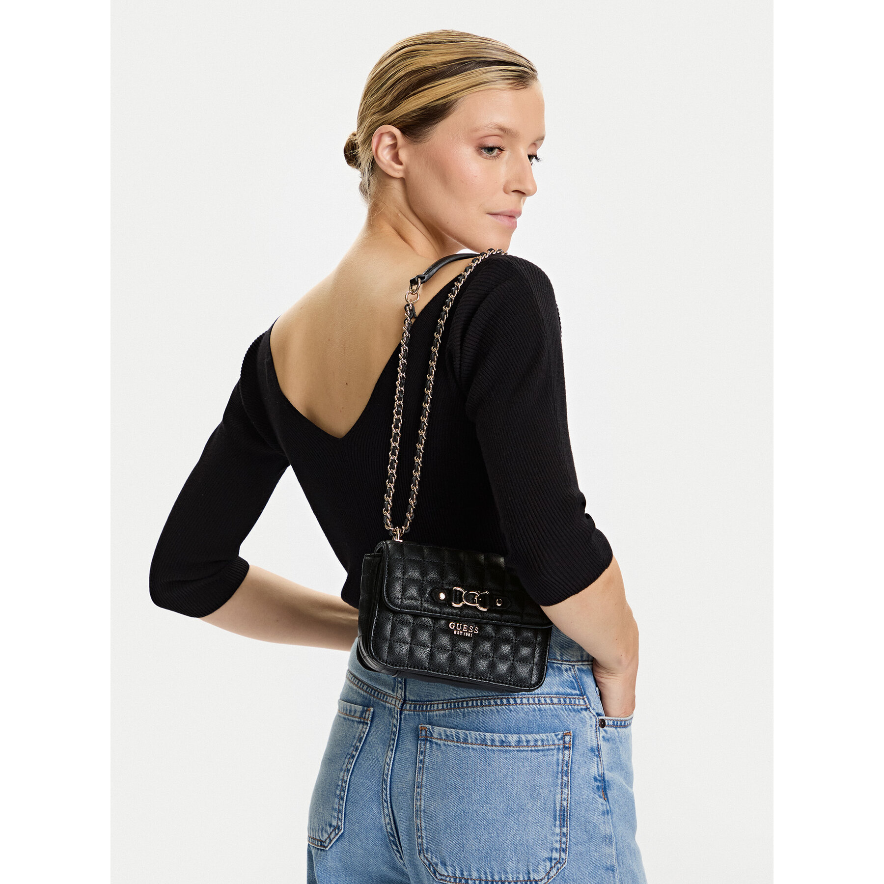 Geantă Guess Nadira Mini HWQG84 24780 Negru