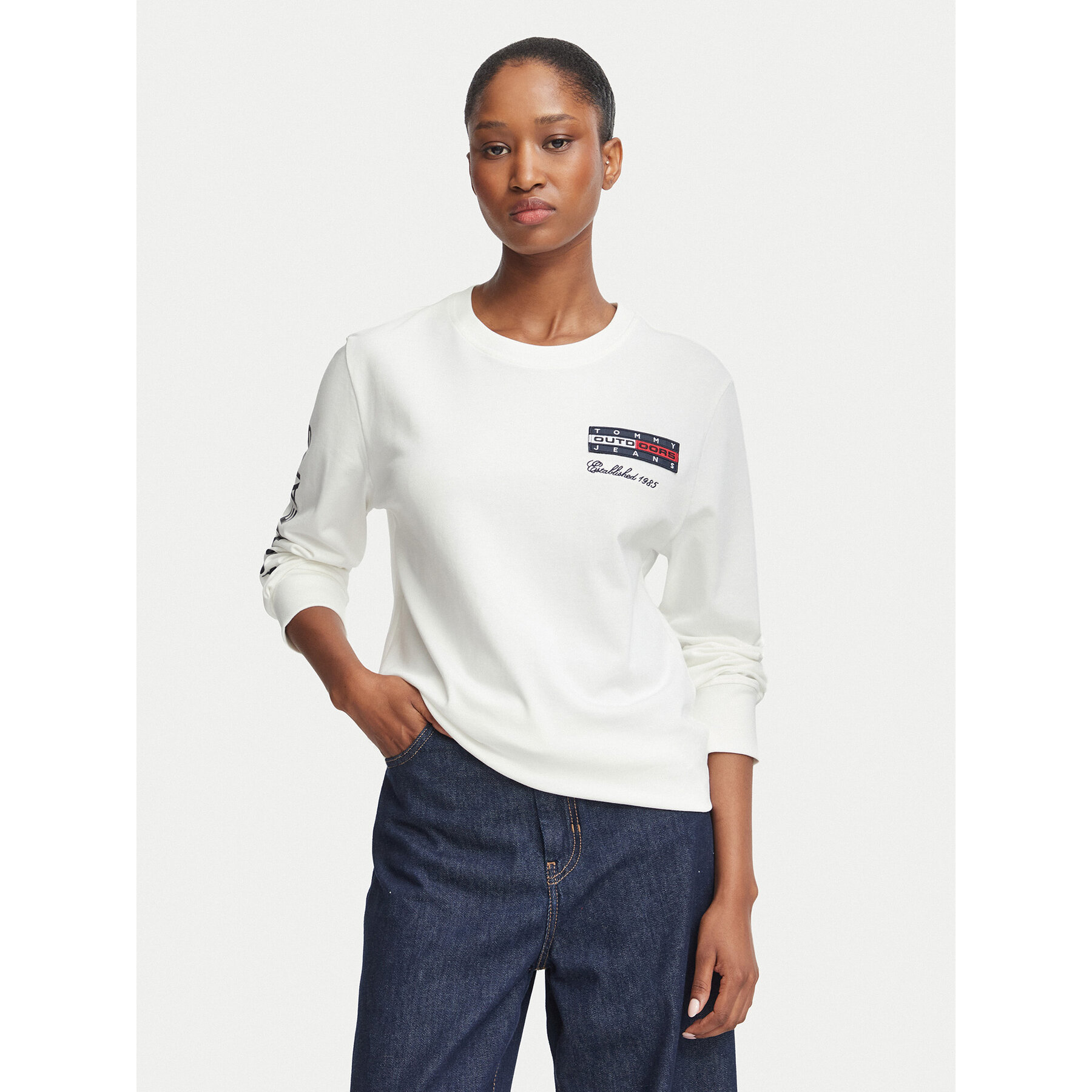 Tommy Jeans Bluse DW0DW23807 Weiß Relaxed Fit