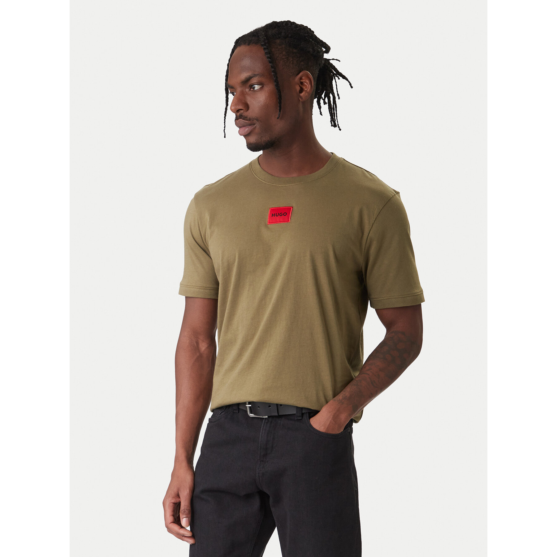 HUGO T-shirt Diragolino 50447978 Kaki Regular Fit