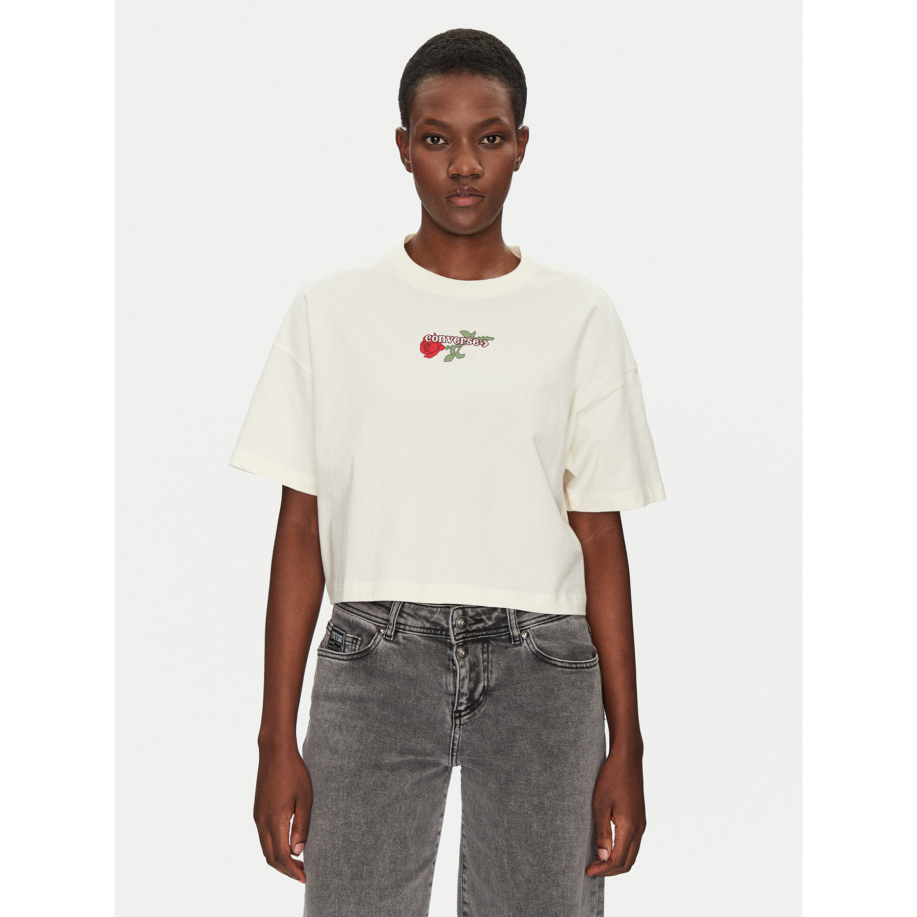 Converse T-Shirt Thorned 10028306-A01 Εκρού Oversize