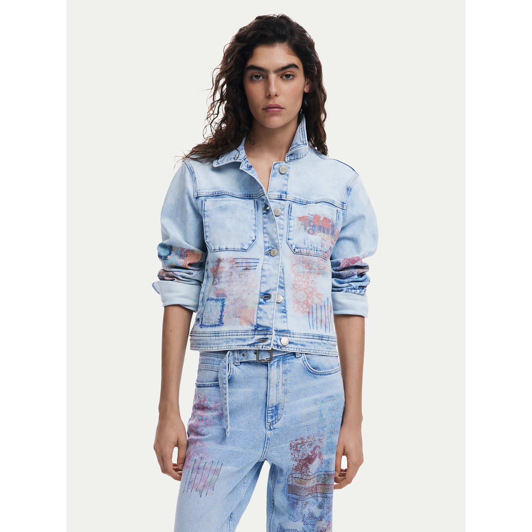 Desigual Jeansjacke Los Angeles 25SWED03 Blau Regular Fit