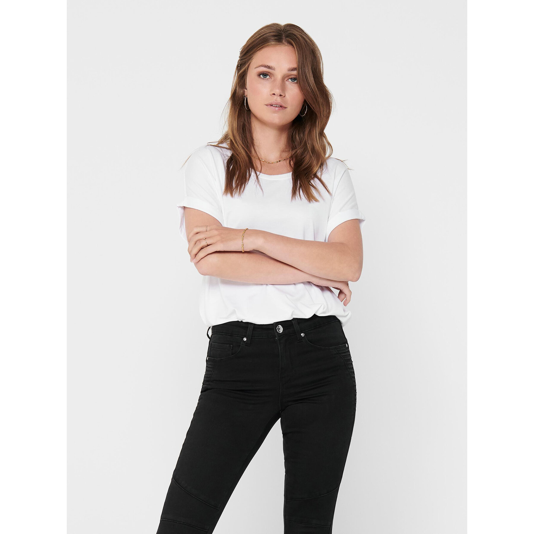 ONLY Póló Moster 15106662 Fehér Loose Fit