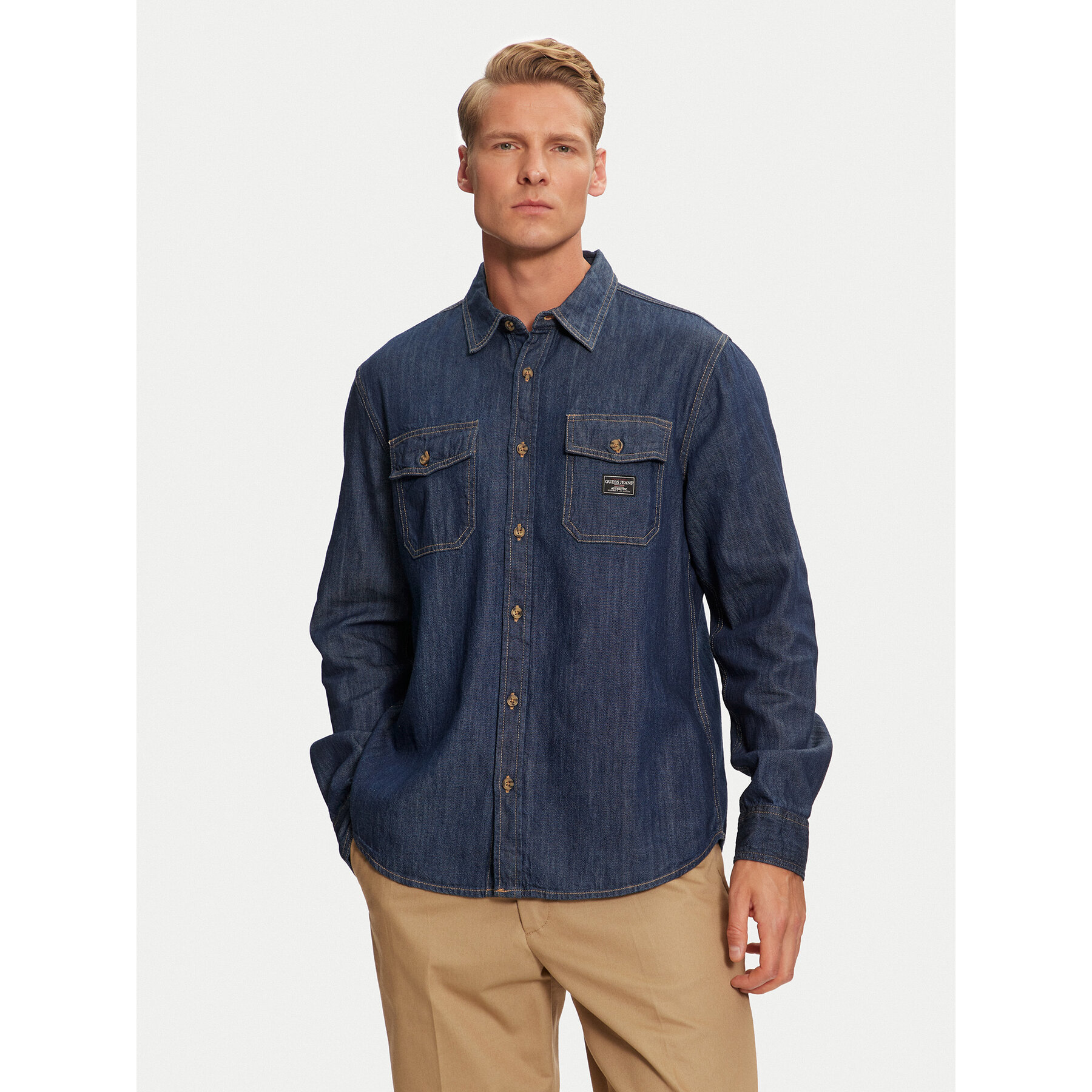 Guess Jeans Jeanshemd M4BH56 D5EI4 Dunkelblau Regular Fit
