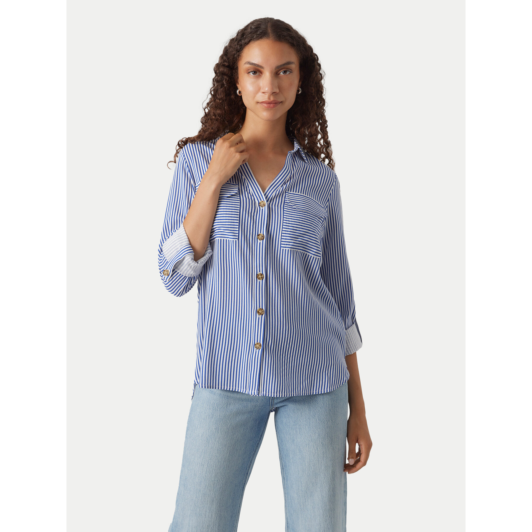 Vero Moda Hemd Bumpy 10275283 Blau Regular Fit