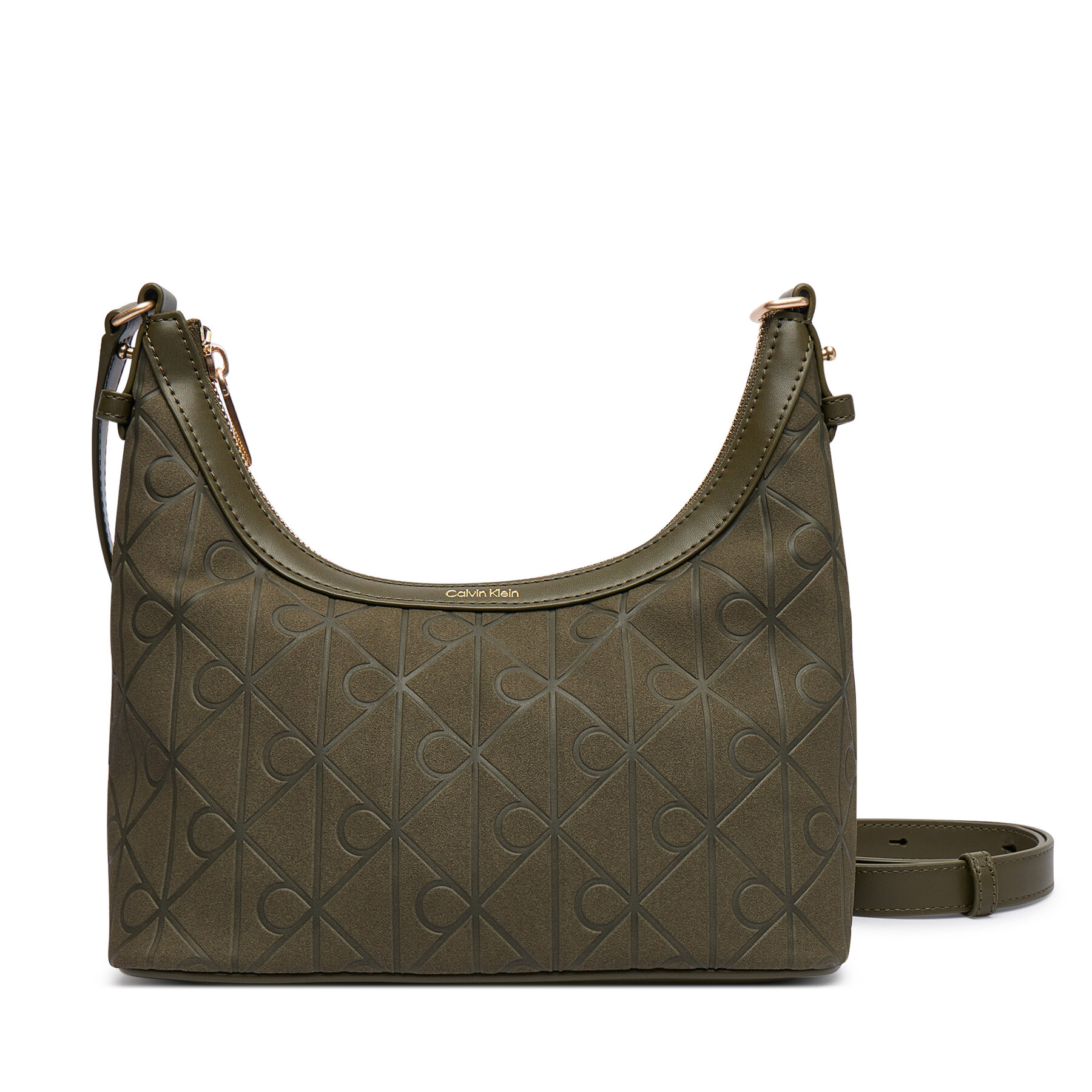 Torbica Calvin Klein Emblem Aop Sueded Shoulder Bag LV04F3880G Tamno zelena