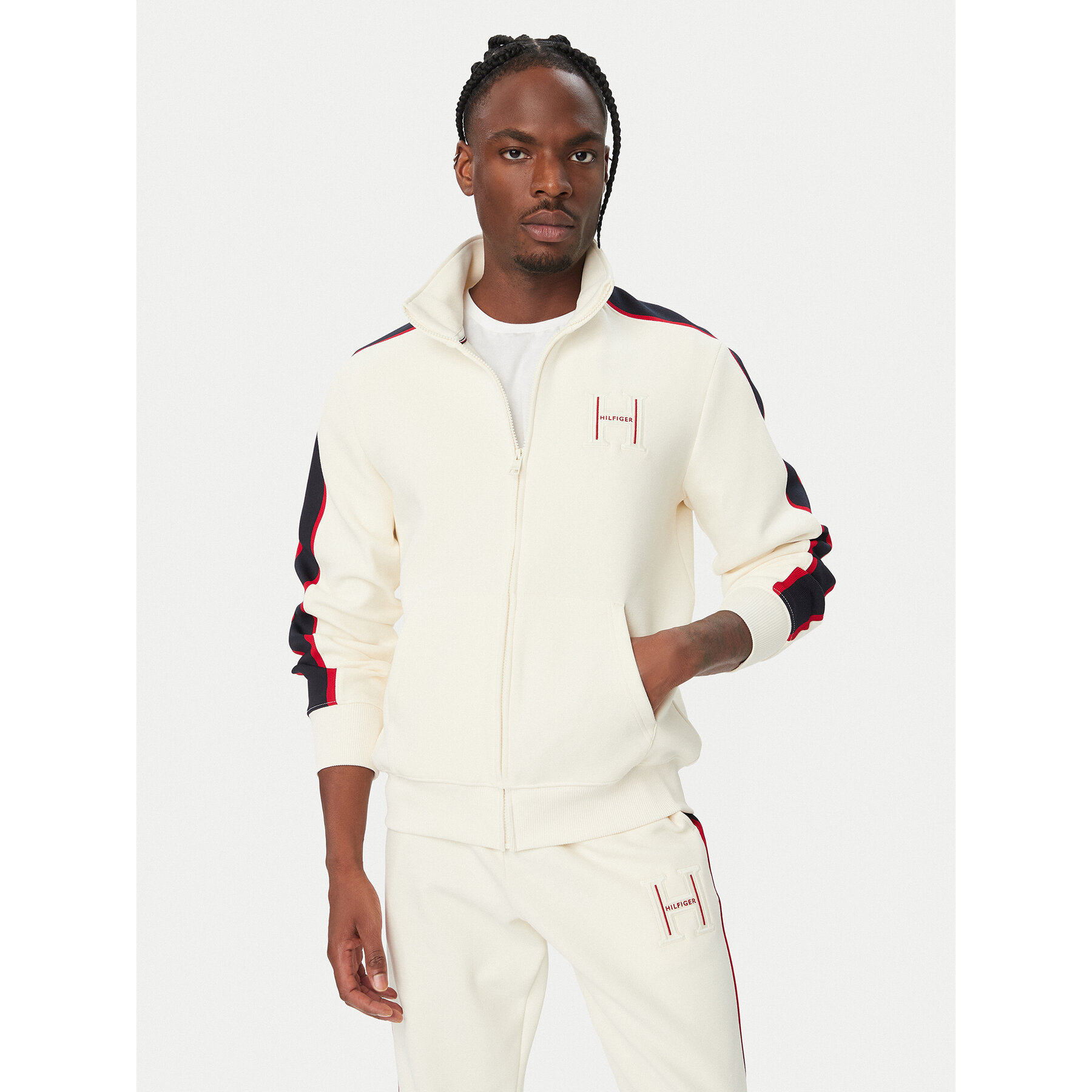Tommy Hilfiger Sweatshirt Pique H Badge MW0MW44957 Creme Regular Fit