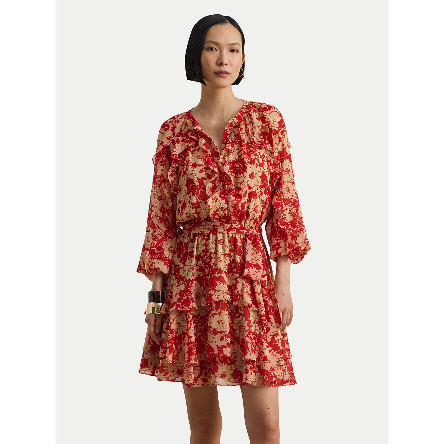 LAUREN RALPH LAUREN Sommerkleid 200P08669001 Rot Regular Fit