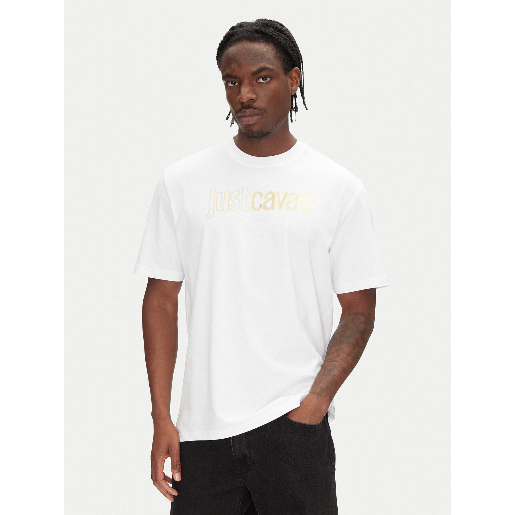 Just Cavalli Póló 78OAHT16 Fehér Regular Fit