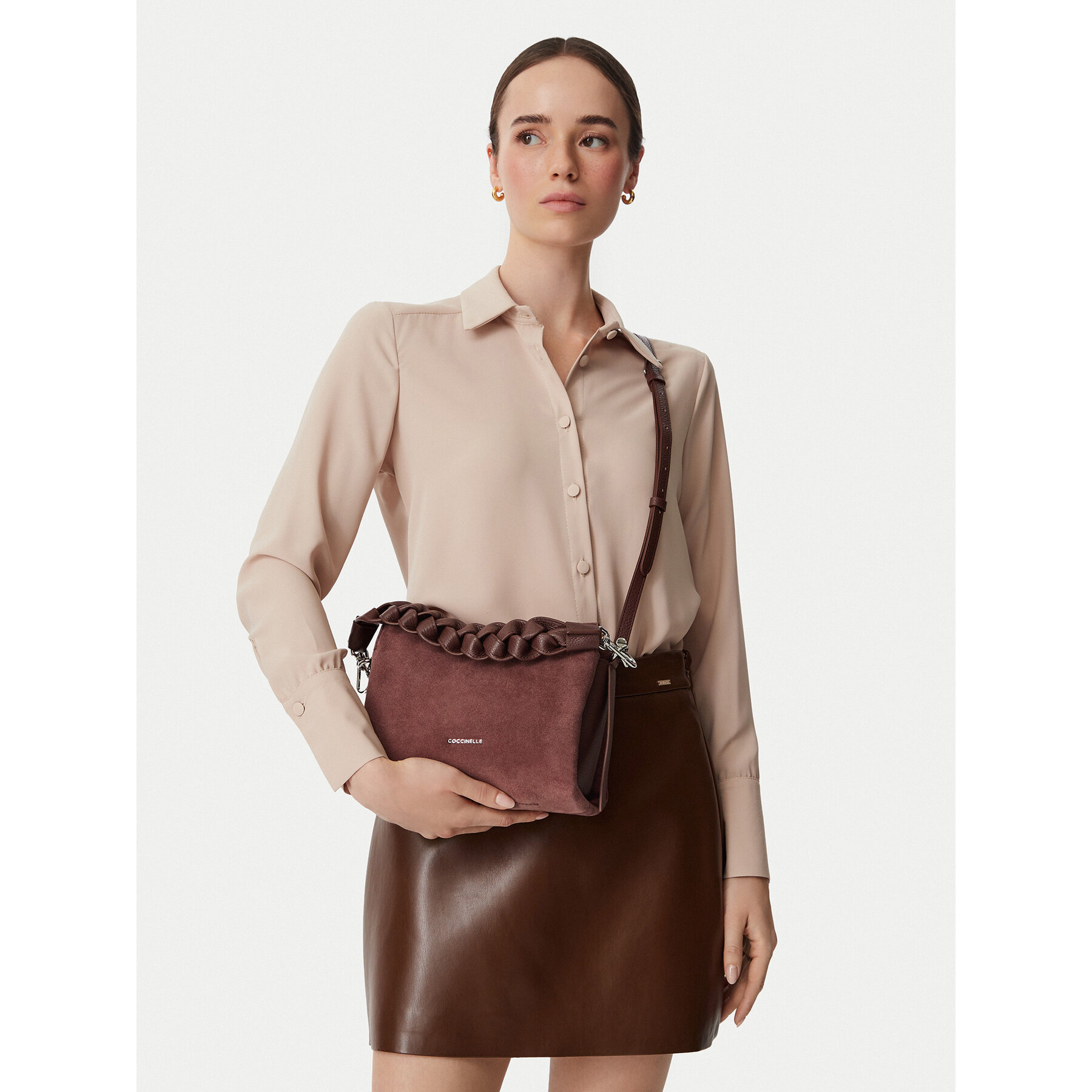 Torbica Coccinelle P6P Boheme Suede Bimaterial E1 P6P 58 01 01 Tamnocrvena