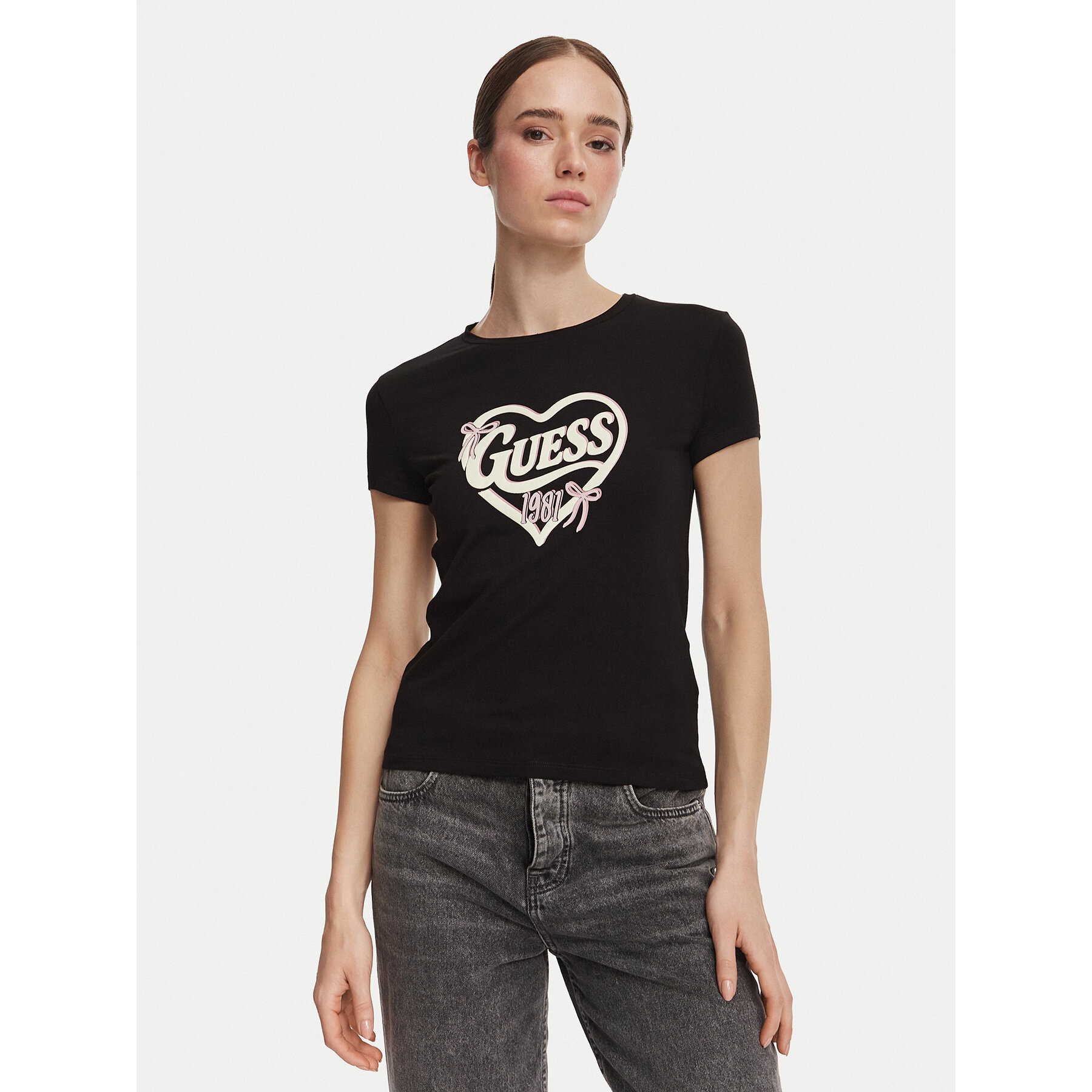 Guess T-Shirt V6YI09 K4276 Schwarz Slim Fit