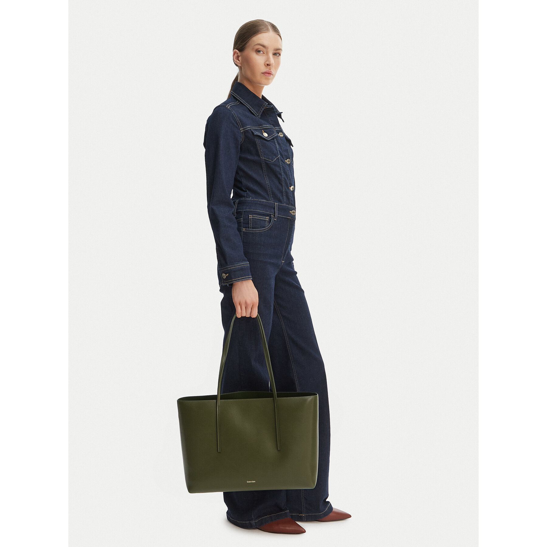 Ročna torba Calvin Klein Foil Logo Tote W/Pouch LV04F3274G Zelena