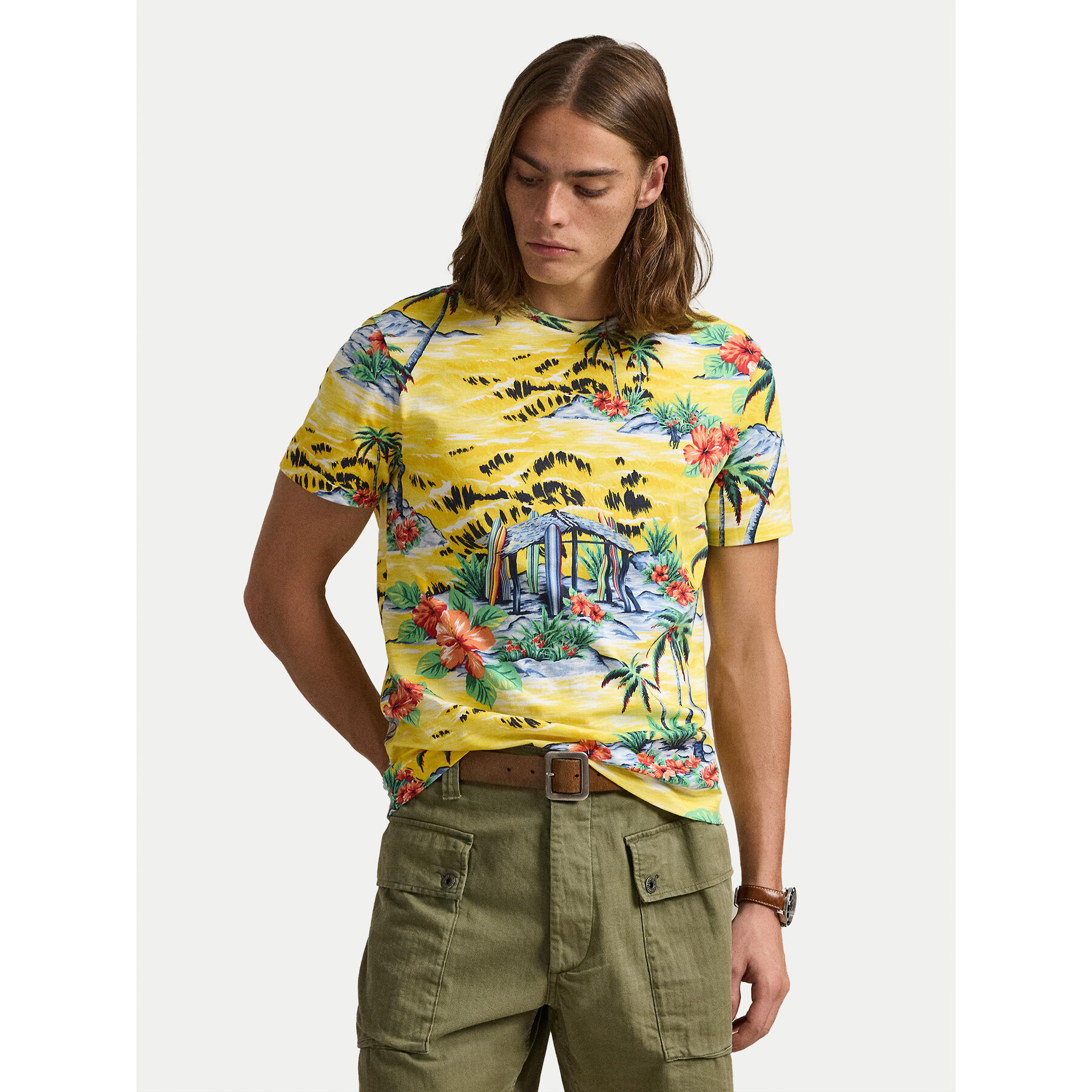 Polo Ralph Lauren T-Shirt 710963813001 Κίτρινο Custom Slim Fit