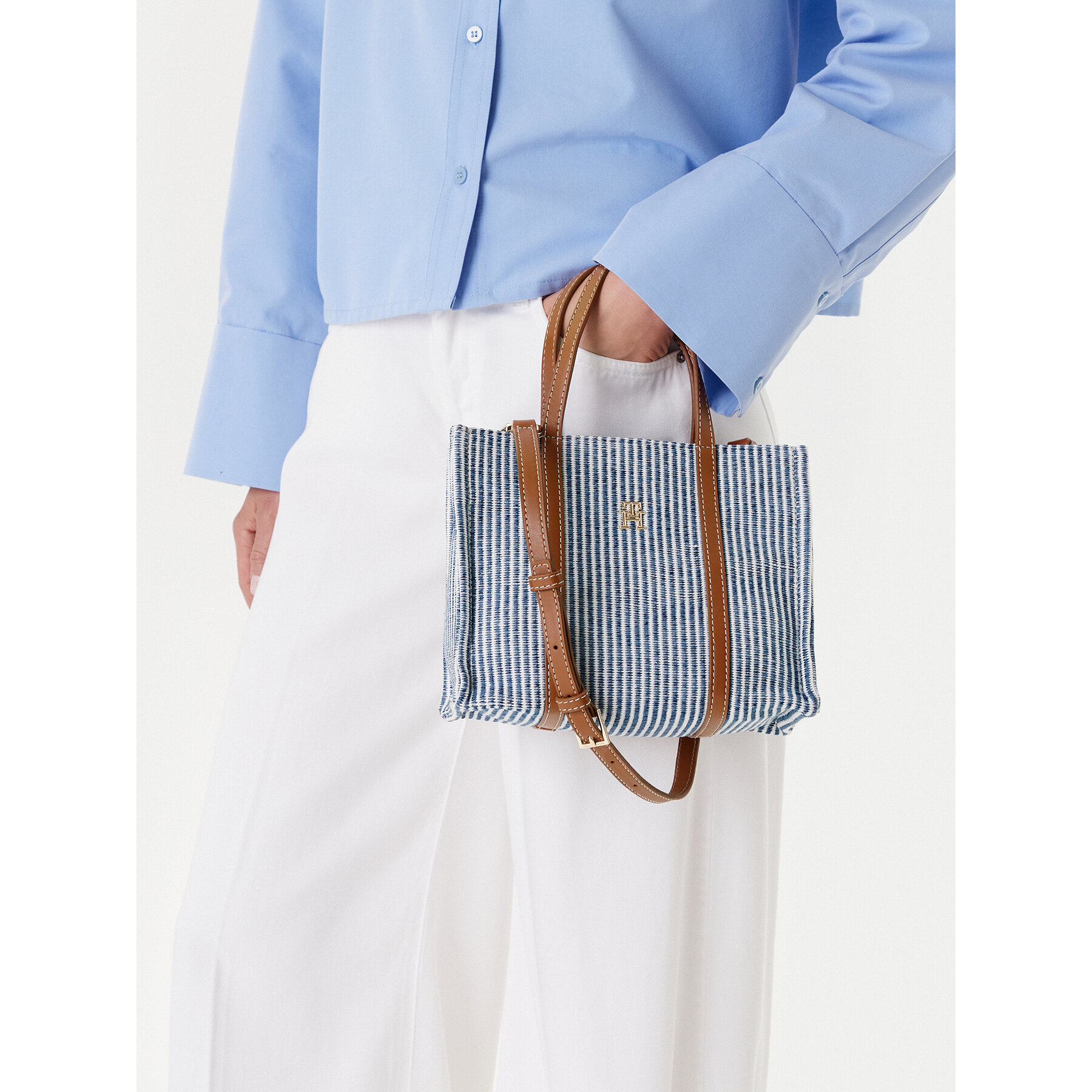 Τσάντα Tommy Hilfiger Th Premium Beach Le Mini Tote AW0AW17208 Μπλε