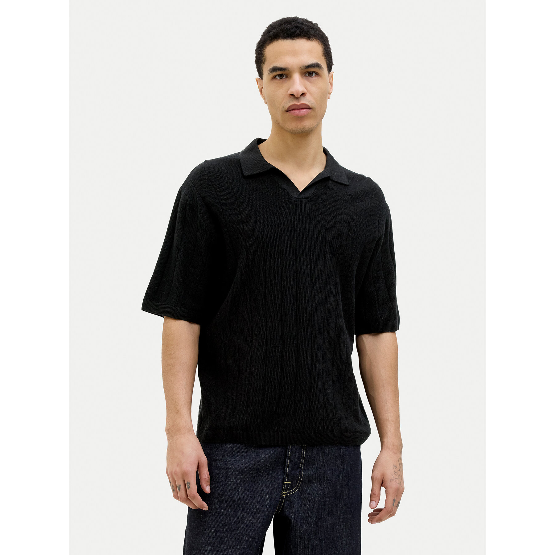 Jack & Jones Polo Varenna 12272578 Crna Relaxed Fit