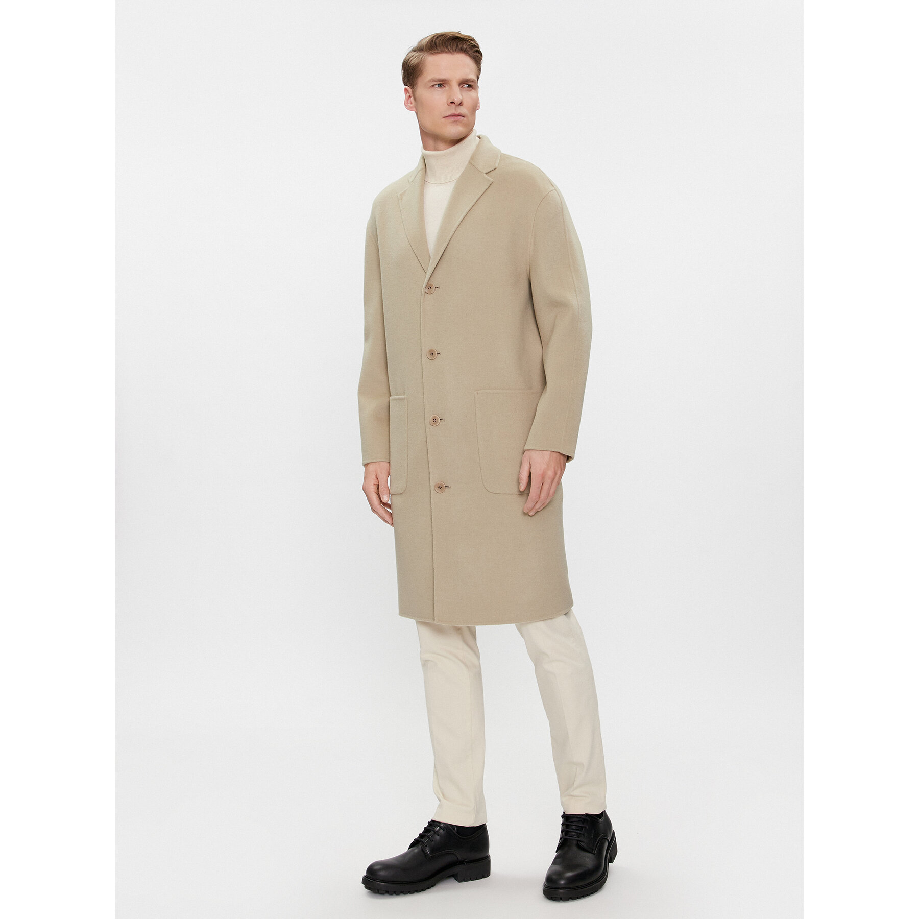 Calvin Klein Wollmantel K10K111601 Beige Regular Fit