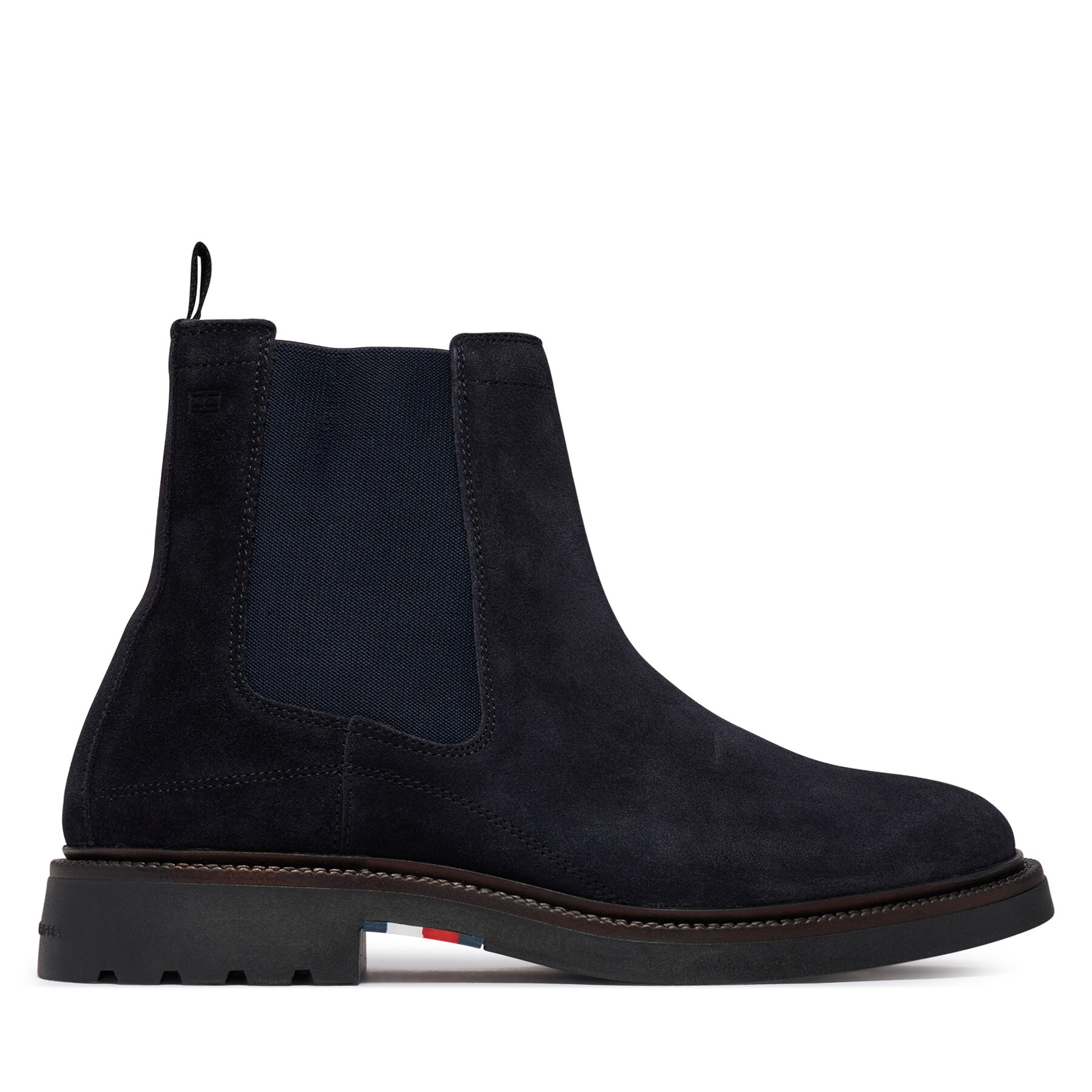 Členková obuv s elastickým prvkom Tommy Hilfiger Corporate Casual Suede Chelsea FM0FM05952 Tmavomodrá