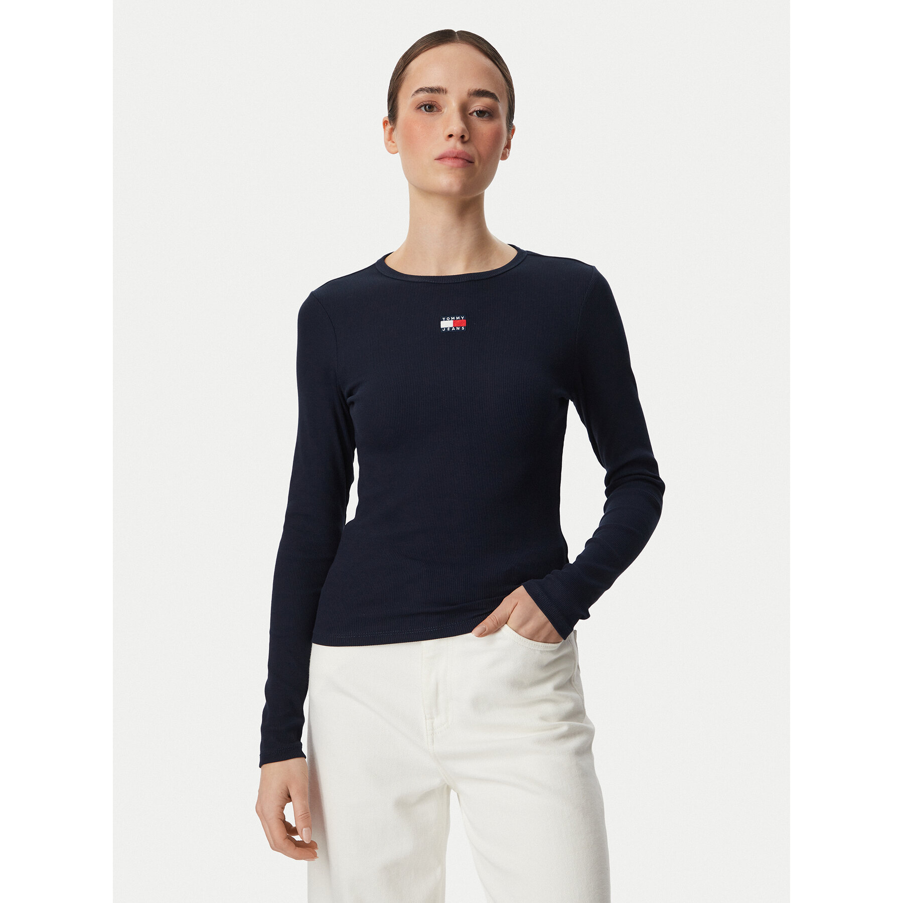 Tommy Jeans Bluse DW0DW20178 Dunkelblau Slim Fit