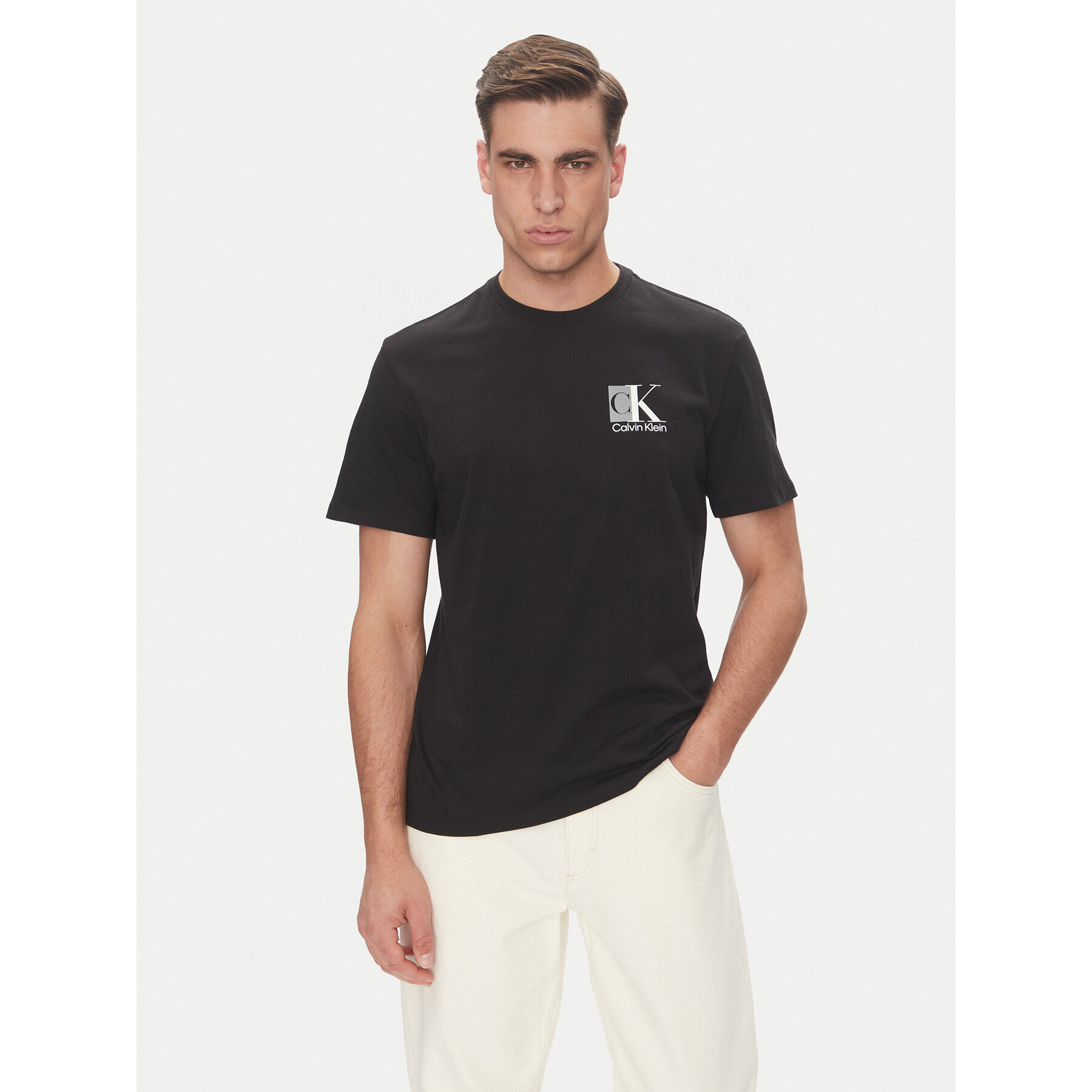 Calvin Klein Marškinėliai Abstract Graphic LV04RC853G Juoda Regular Fit
