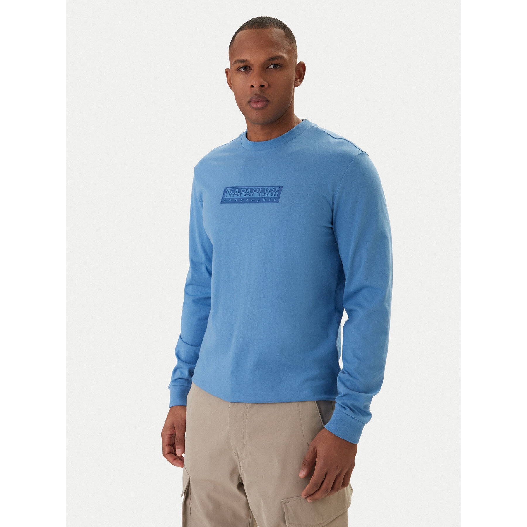 Napapijri Hosszú ujjú S-Box Logo NP0A8BC5 Kék Regular Fit