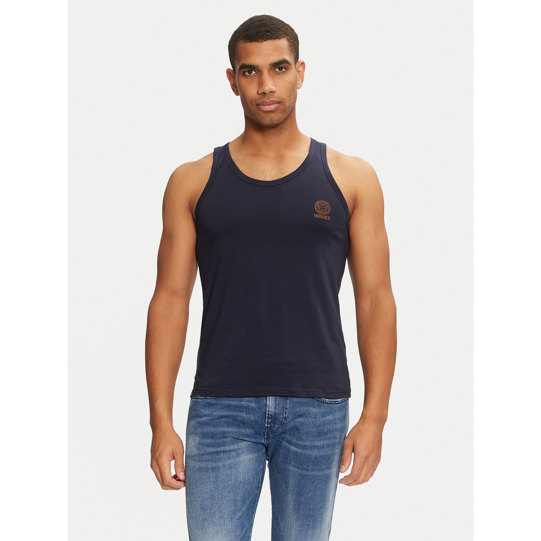 Versace Trikó AUU01012 1A1001 Sötétkék Regular Fit