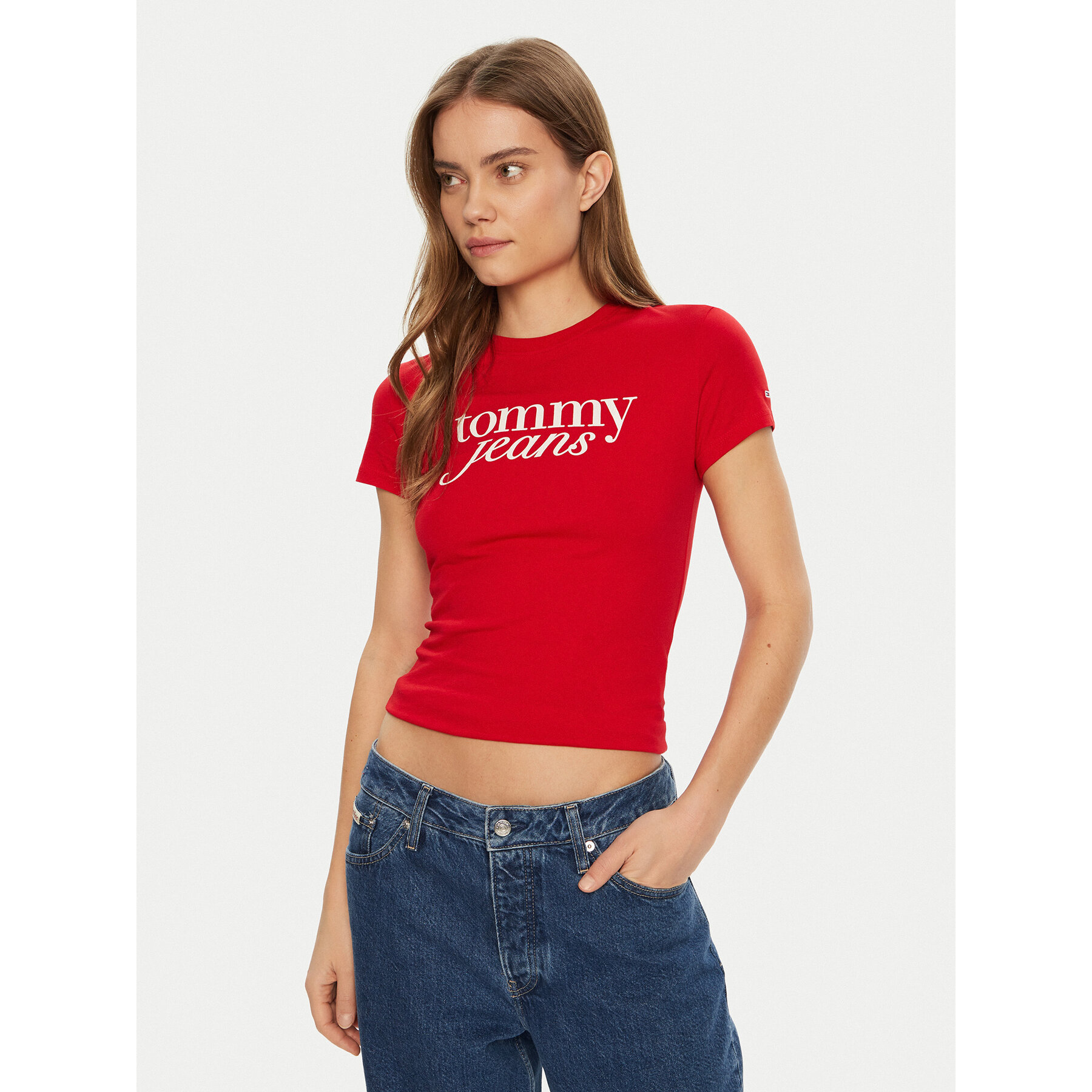 Tommy Jeans Póló Essential DW0DW19447 Piros Slim Fit