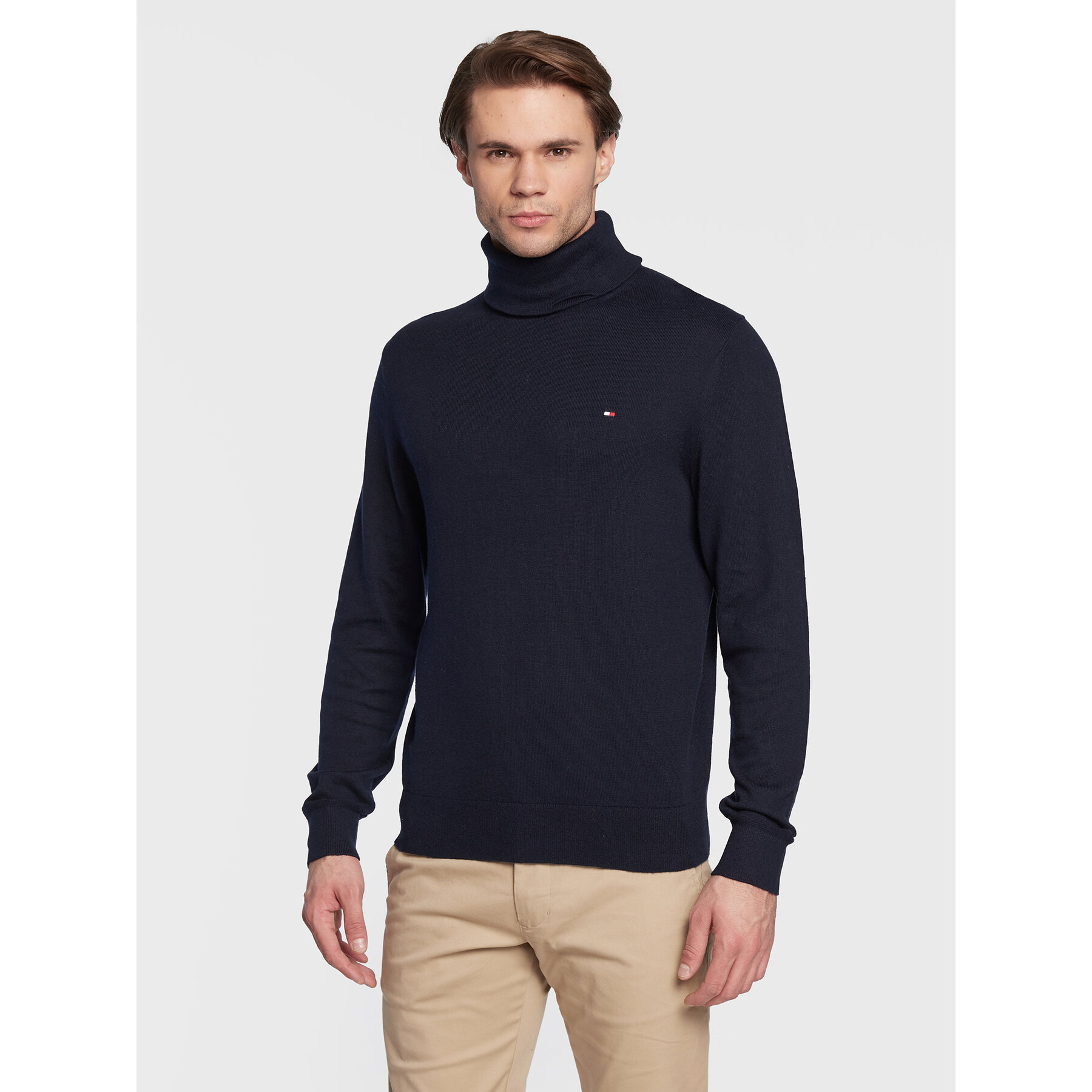 Tommy Hilfiger Rollkragenpullover Pima MW0MW28048 Dunkelblau Regular Fit