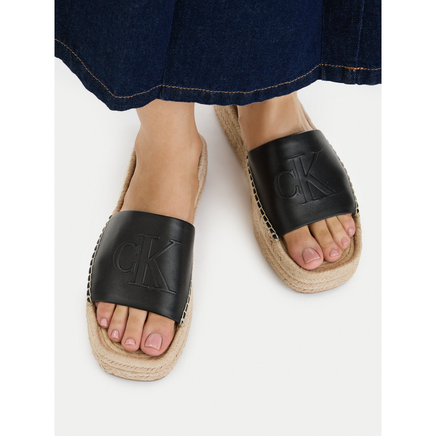Еспадрили Calvin Klein Flatf Espa Mule Lth Mg HW0HW03027 Черен