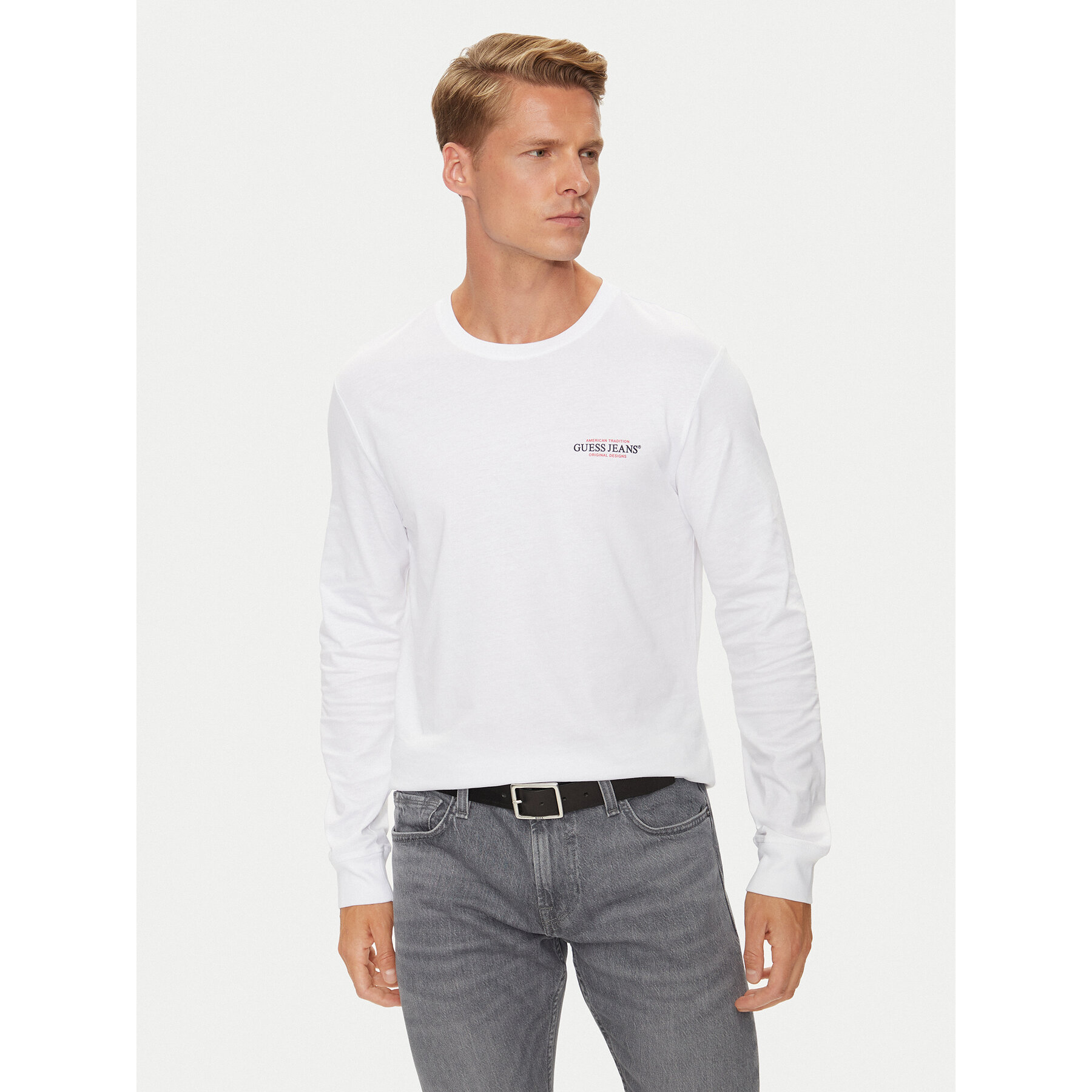 Guess Jeans Longsleeve M4YI54 K8HM0 Weiß Regular Fit